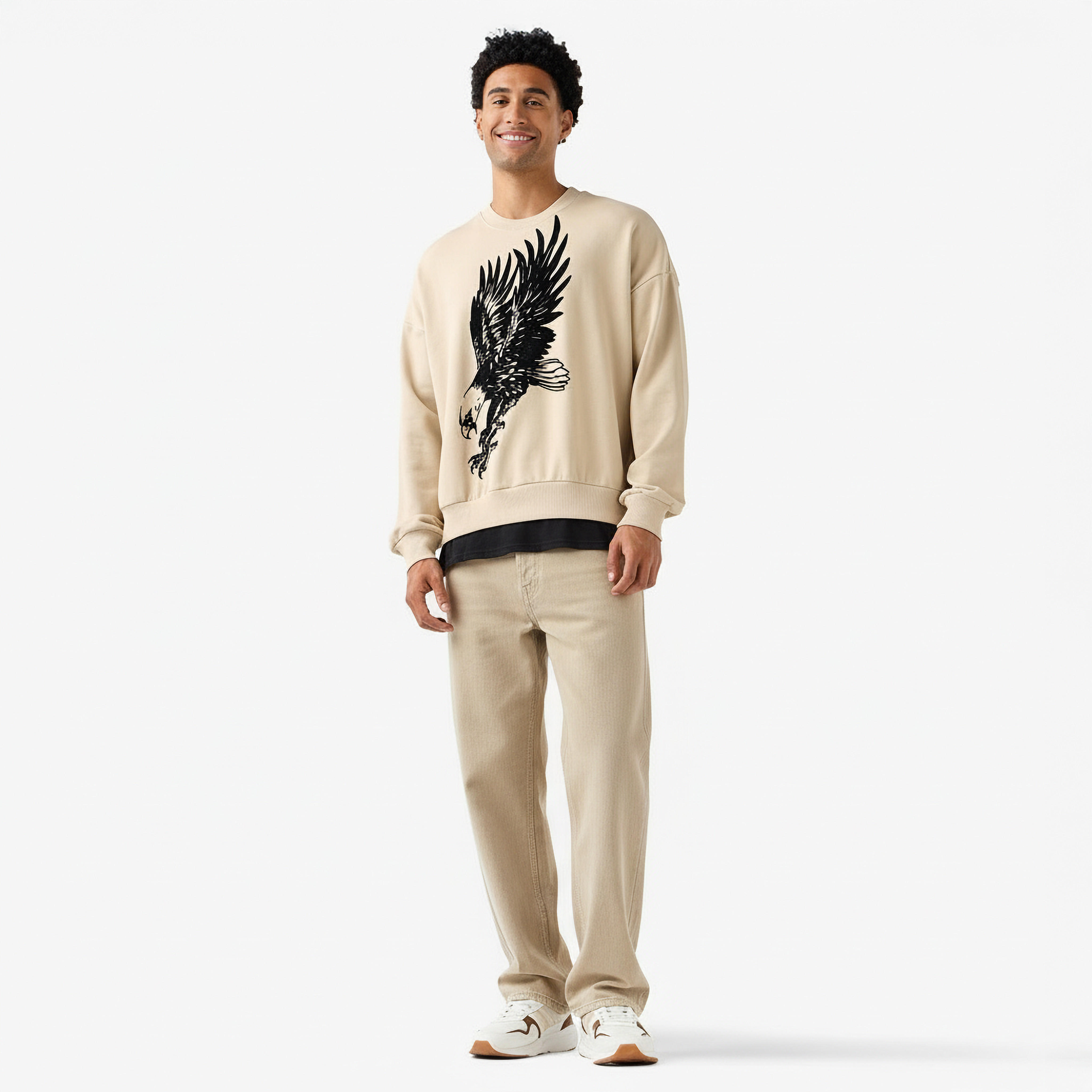 سويت شيرت فضفاض رجالي بطبعات نسر-men-winterwear-hoodiesandsweatshirts-image-2
