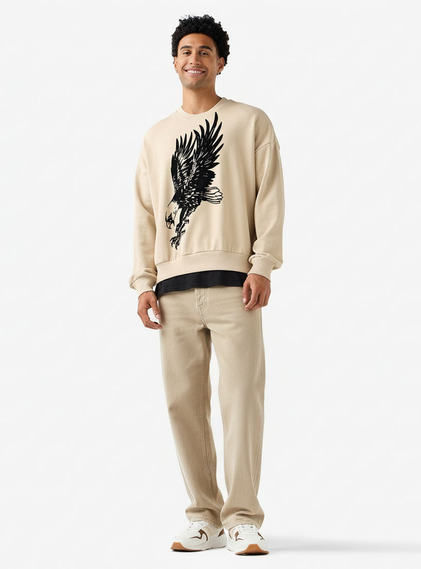 سويت شيرت فضفاض رجالي بطبعات نسر-men-winterwear-hoodiesandsweatshirts-image-2