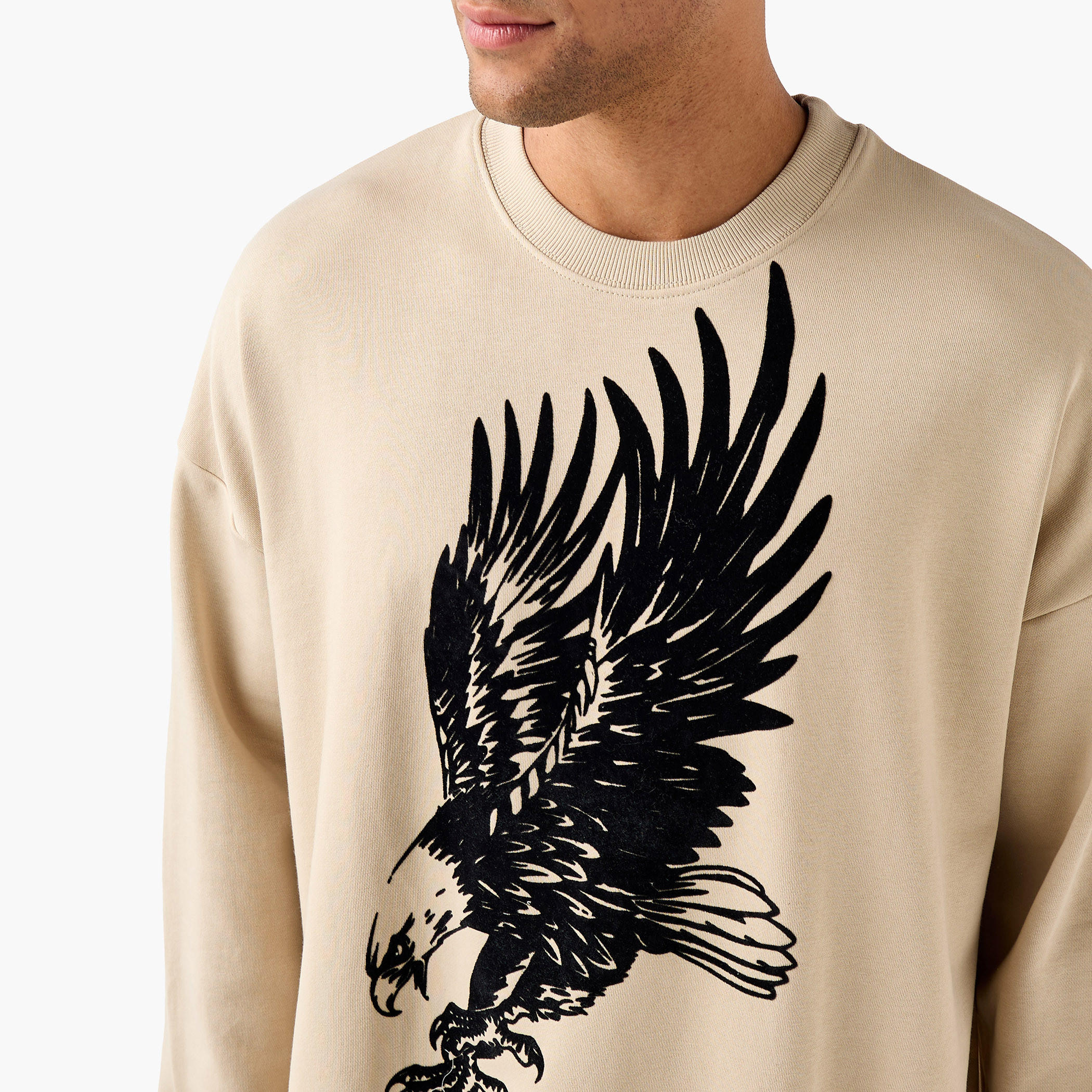 سويت شيرت فضفاض رجالي بطبعات نسر-men-winterwear-hoodiesandsweatshirts-image-4