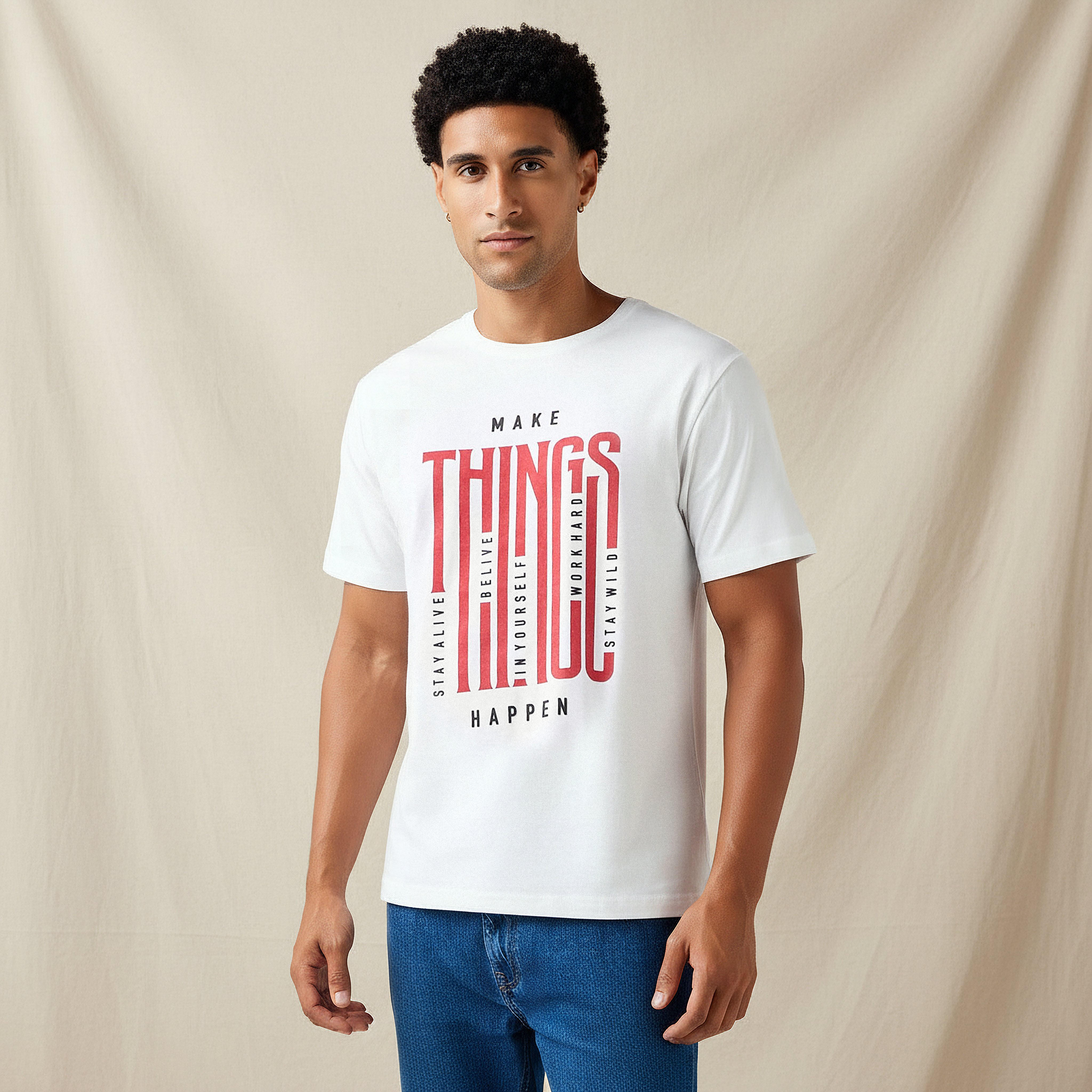 Men Regular Fit Crew Neck Short Sleeves Slogan Print T-shirt-men-clothing-tshirtsandpolos-tshirts-image-1