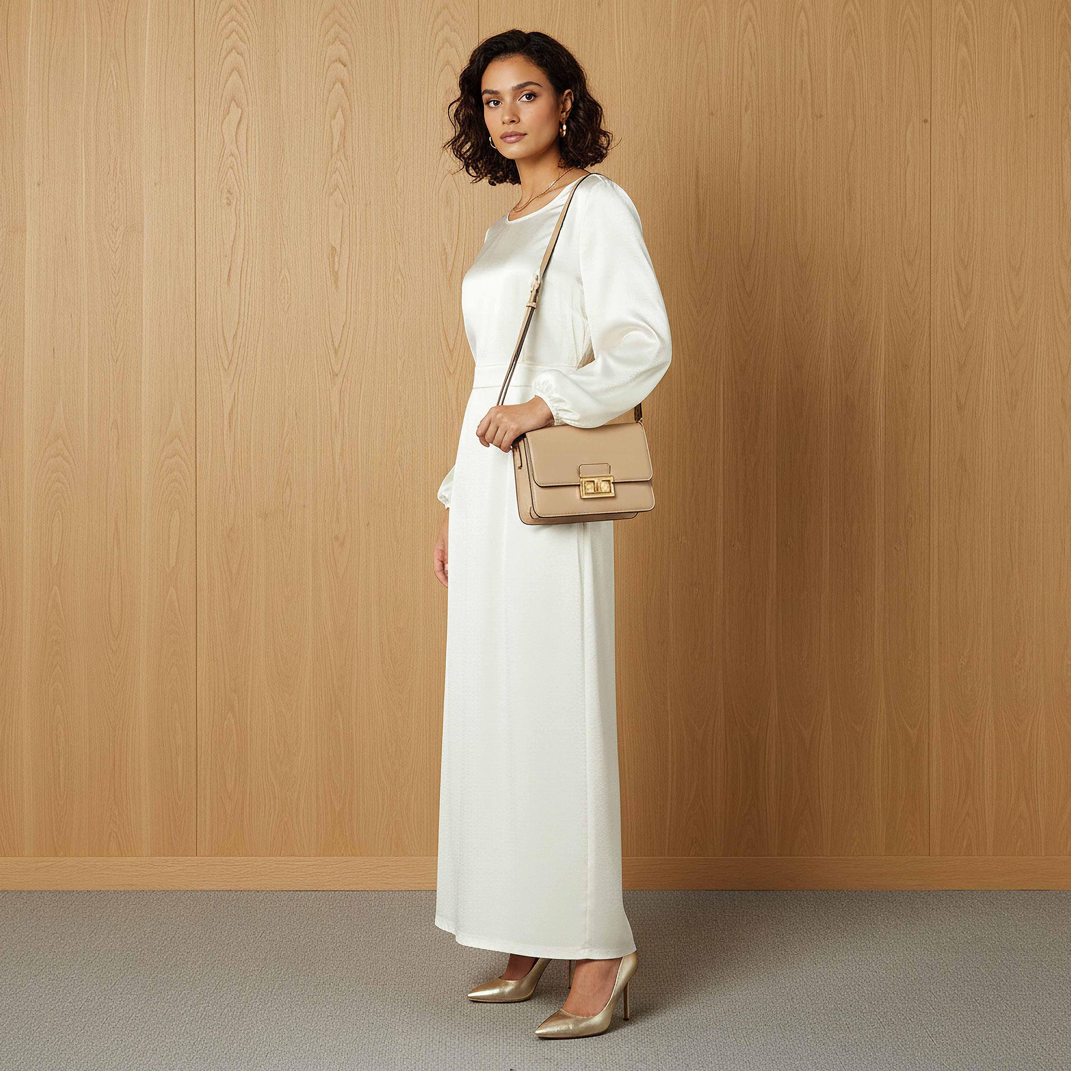 Maxi Satin Evening Dress with Back Slit Detail-women-clothing-dresses-image-2
