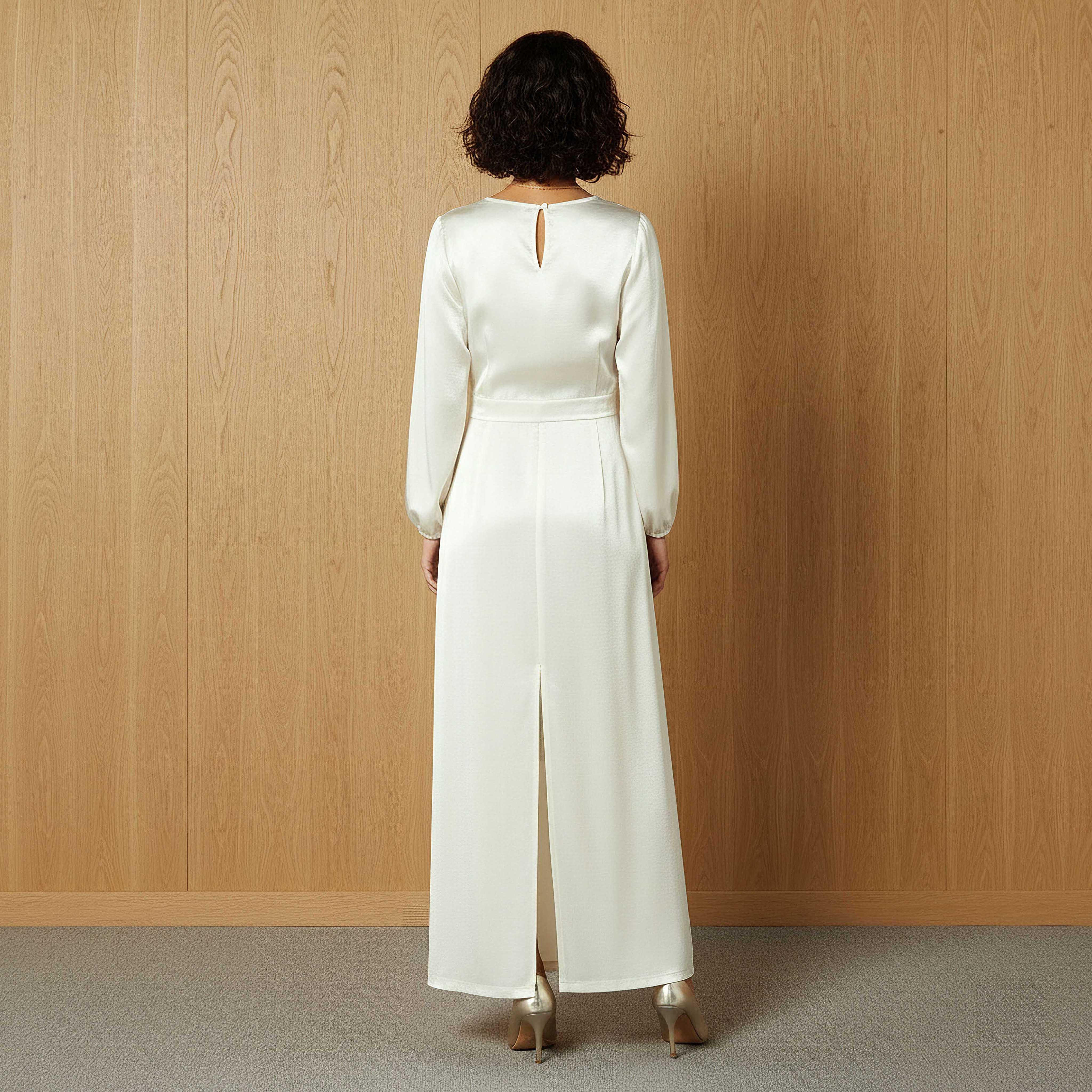 Maxi Satin Evening Dress with Back Slit Detail-women-clothing-dresses-image-3