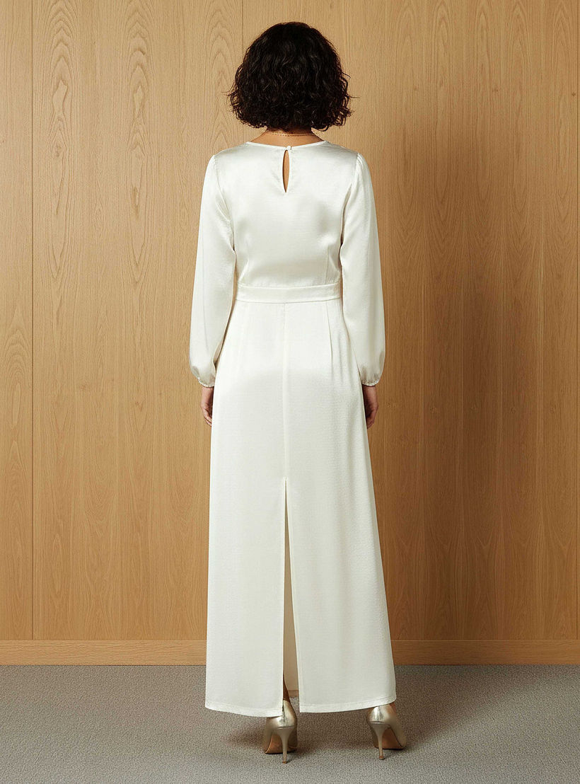 Maxi Satin Evening Dress with Back Slit Detail-women-clothing-dresses-image-3