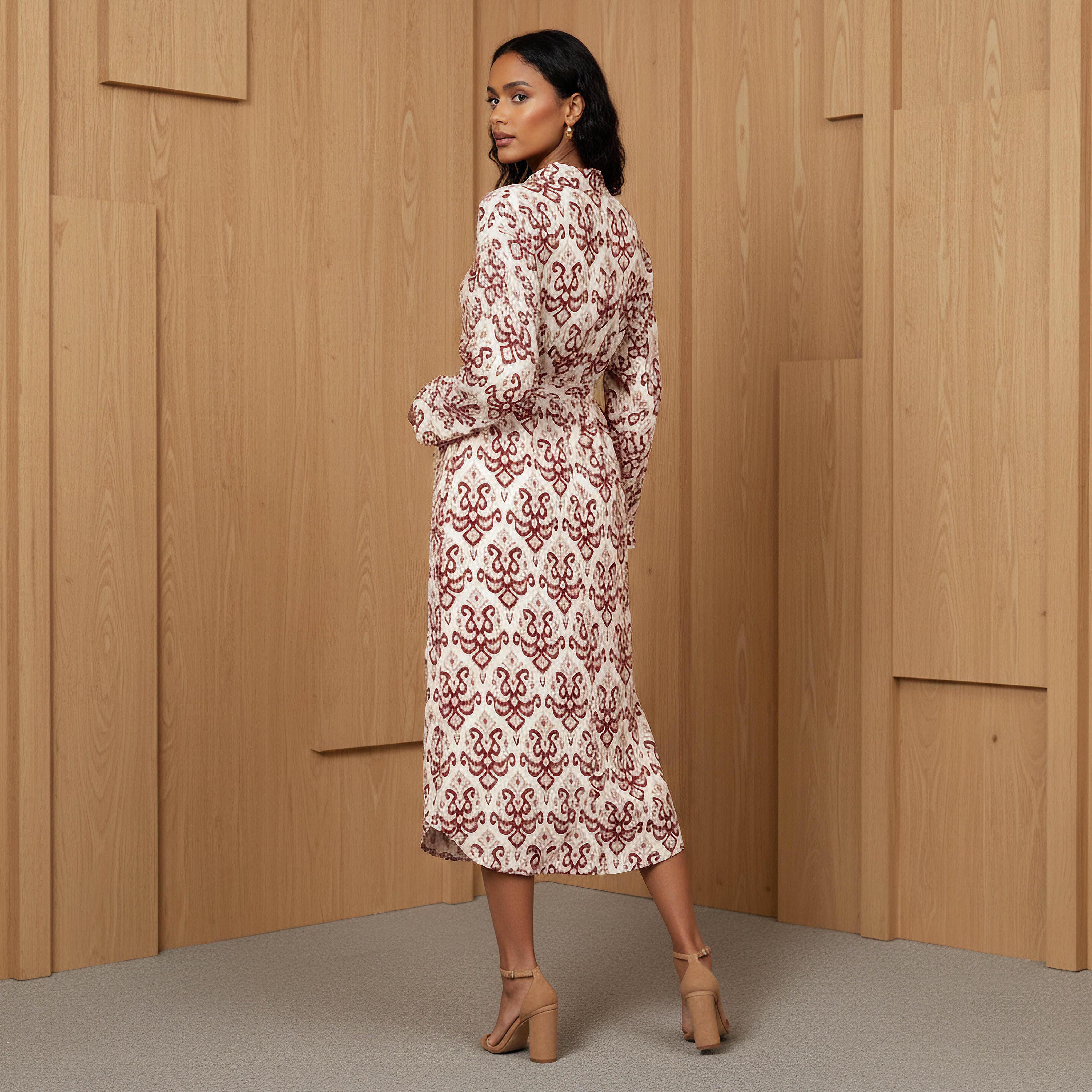 Printed Cotton Workwear Dress with High-Low Hemline-women-clothing-dresses-image-3