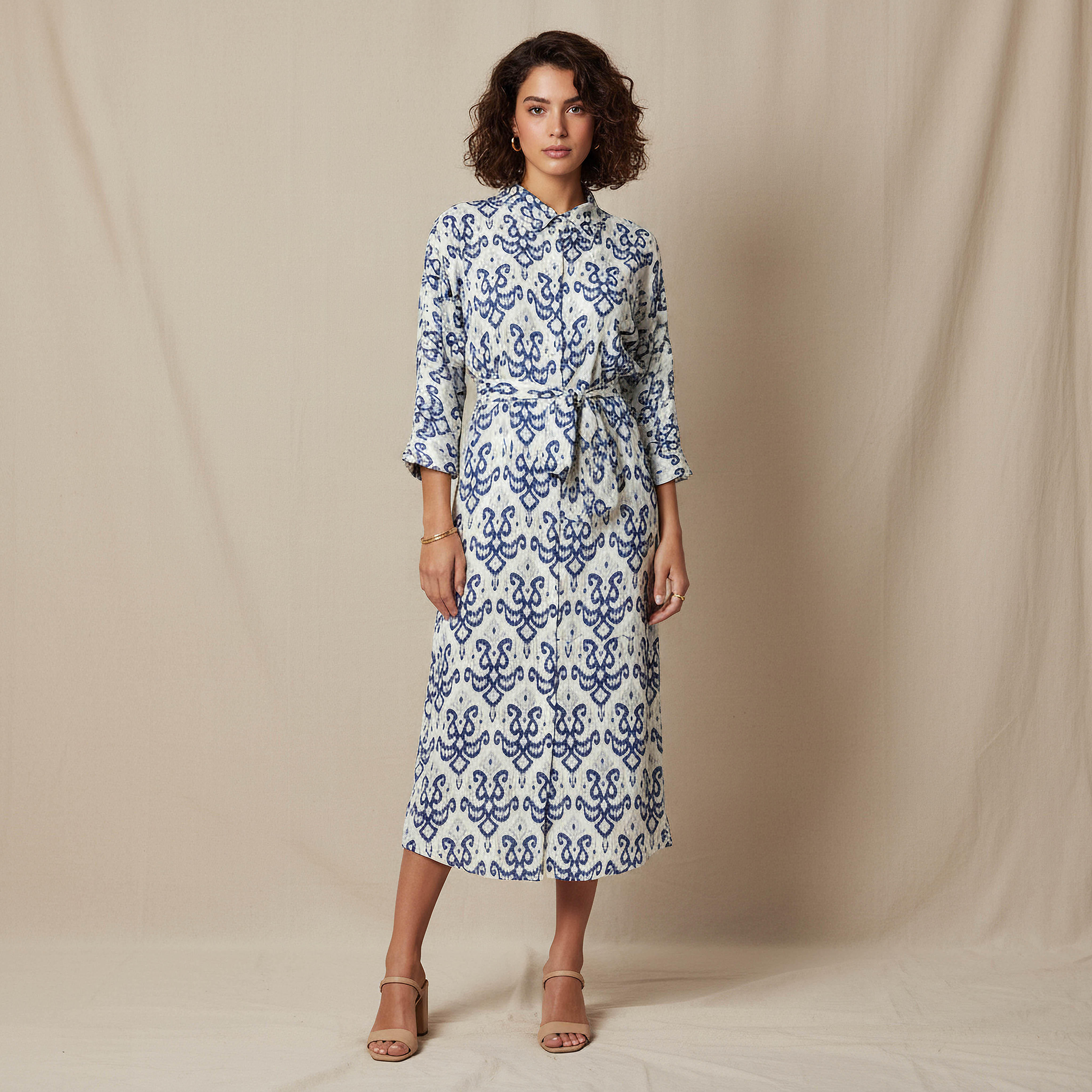 فستان قطن بطبعات وحافة غير متماثلة-women-clothing-dresses-image-1