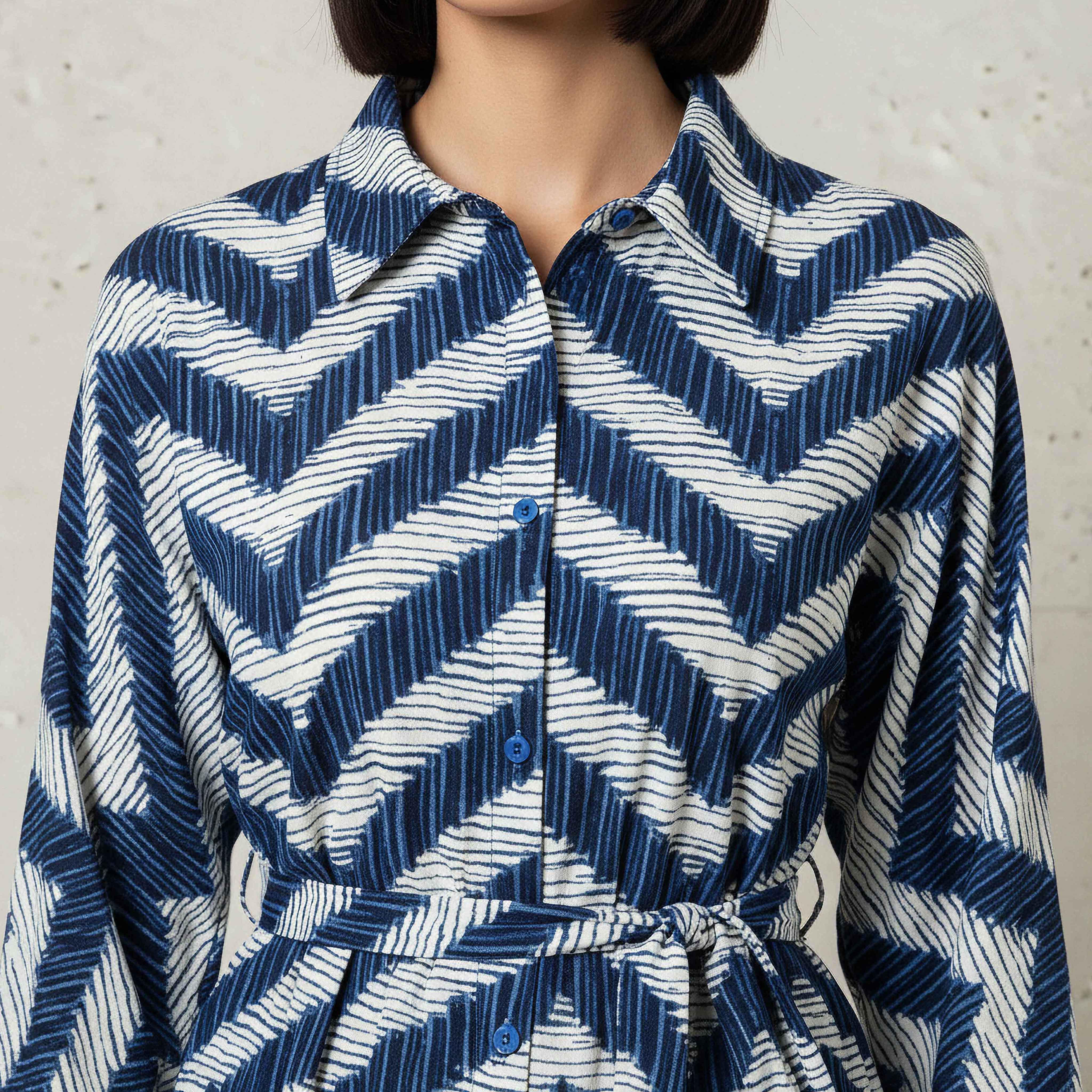 Printed Cotton Workwear Dress with High-Low Hemline-women-clothing-dresses-image-4