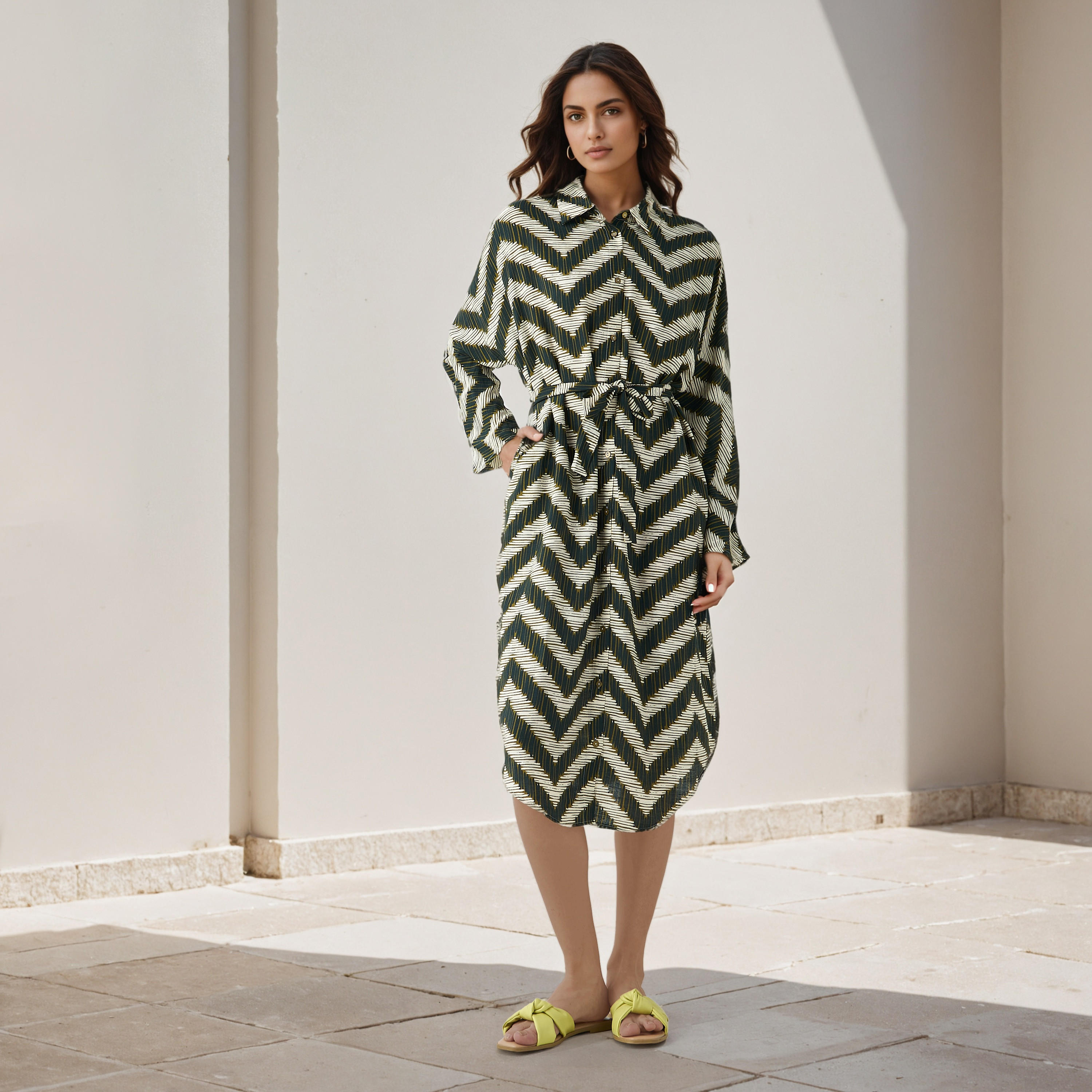 Printed Cotton Workwear Dress with High-Low Hemline-PROMO_SP_AE_2FOR169_110625-image-2