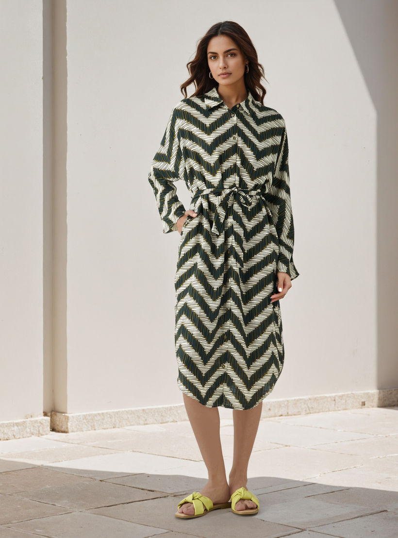 Printed Cotton Workwear Dress with High-Low Hemline-PROMO_SP_AE_2FOR169_110625-image-2
