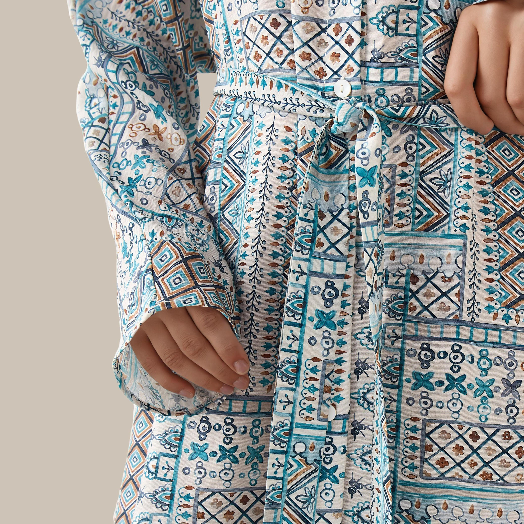 Printed Cotton Workwear Dress with High-Low Hemline-women-clothing-dresses-image-4