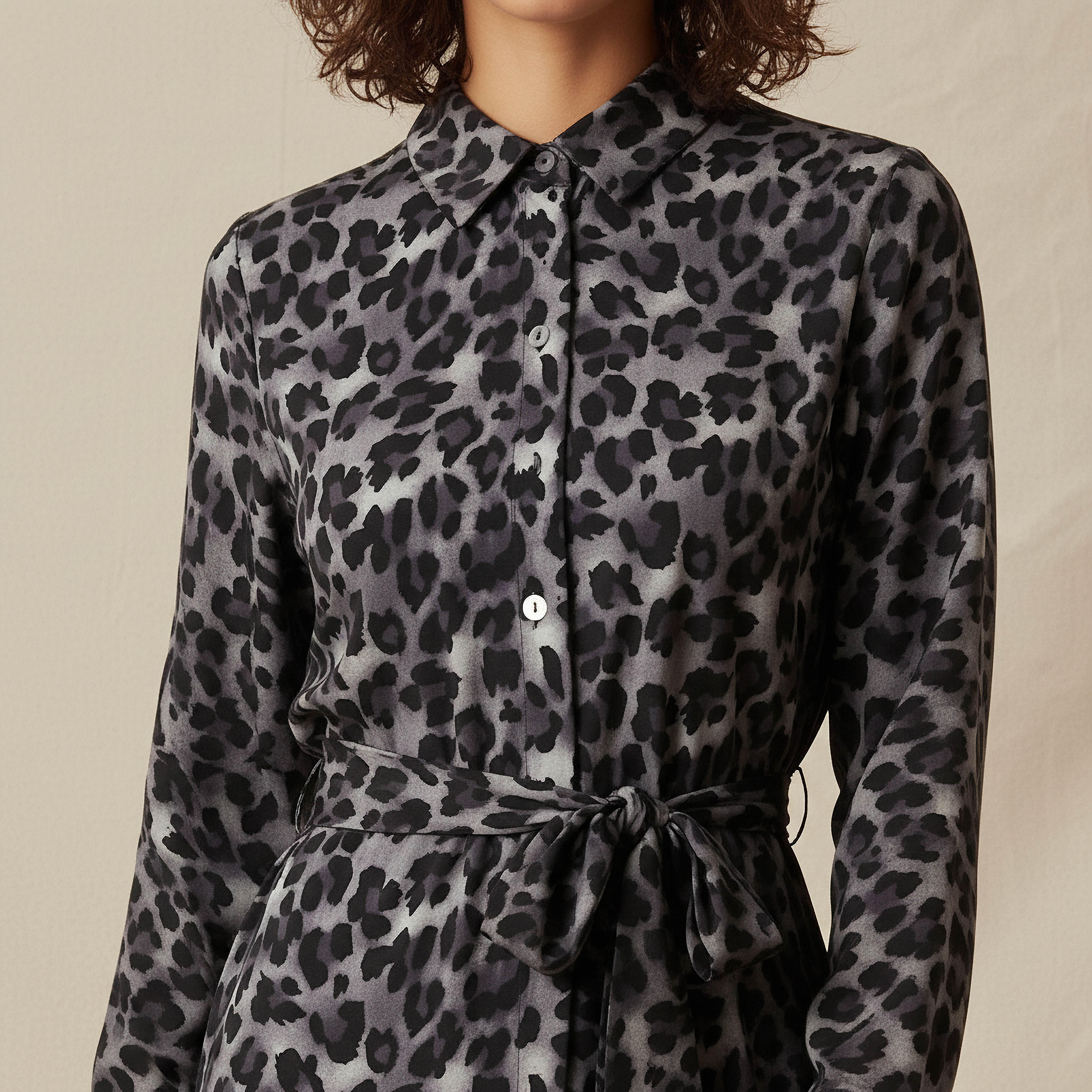 Animal Printed Long Sleeves Shirt Dress-women-clothing-dresses-image-4