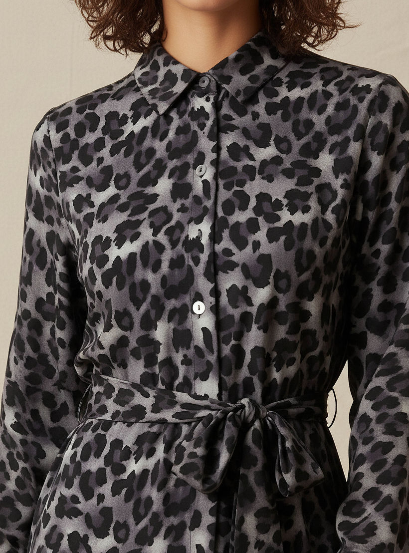 Animal Printed Long Sleeves Shirt Dress-women-clothing-dresses-image-4
