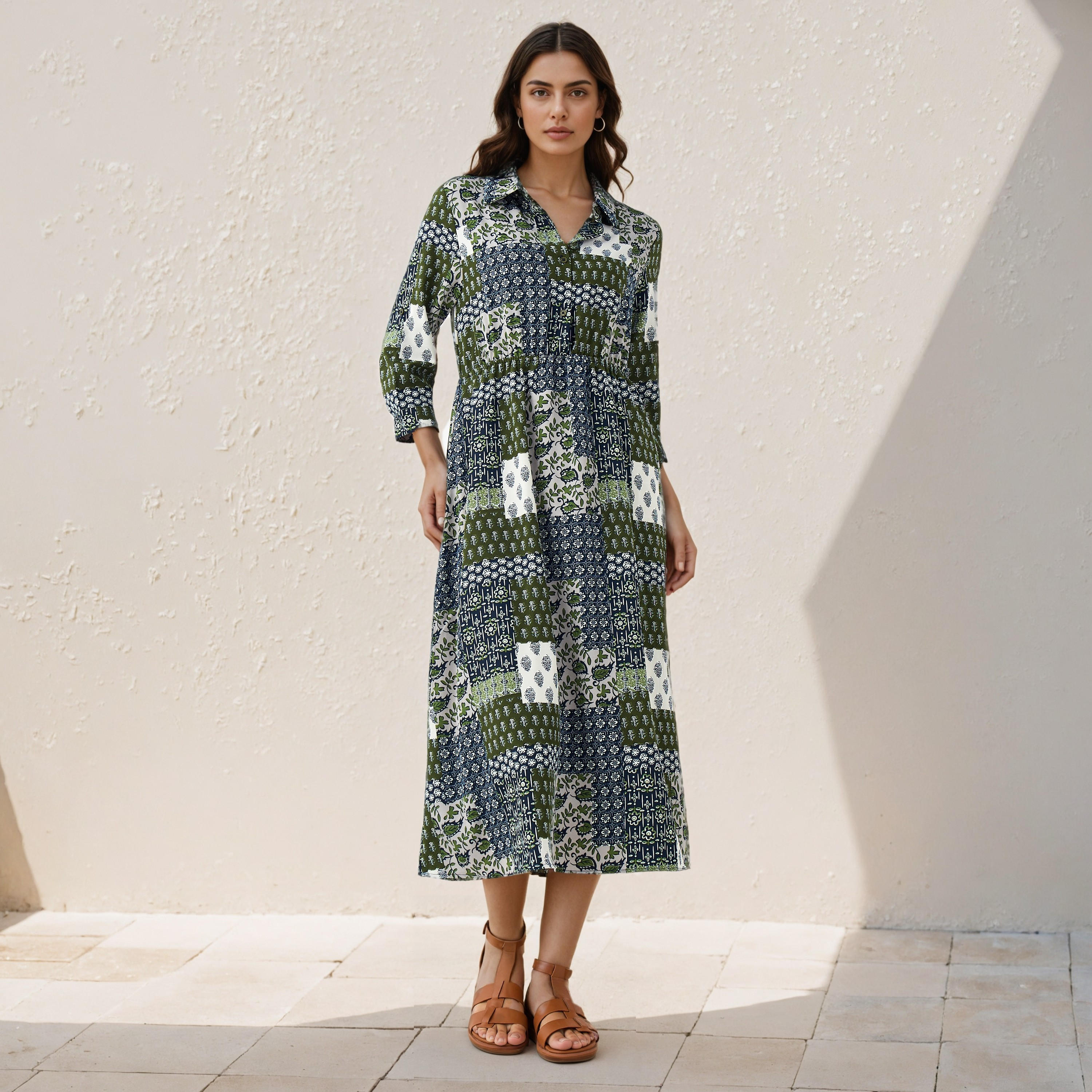 فستان قميص ميدي بطبعات زهرية-women-clothing-dresses-image-2