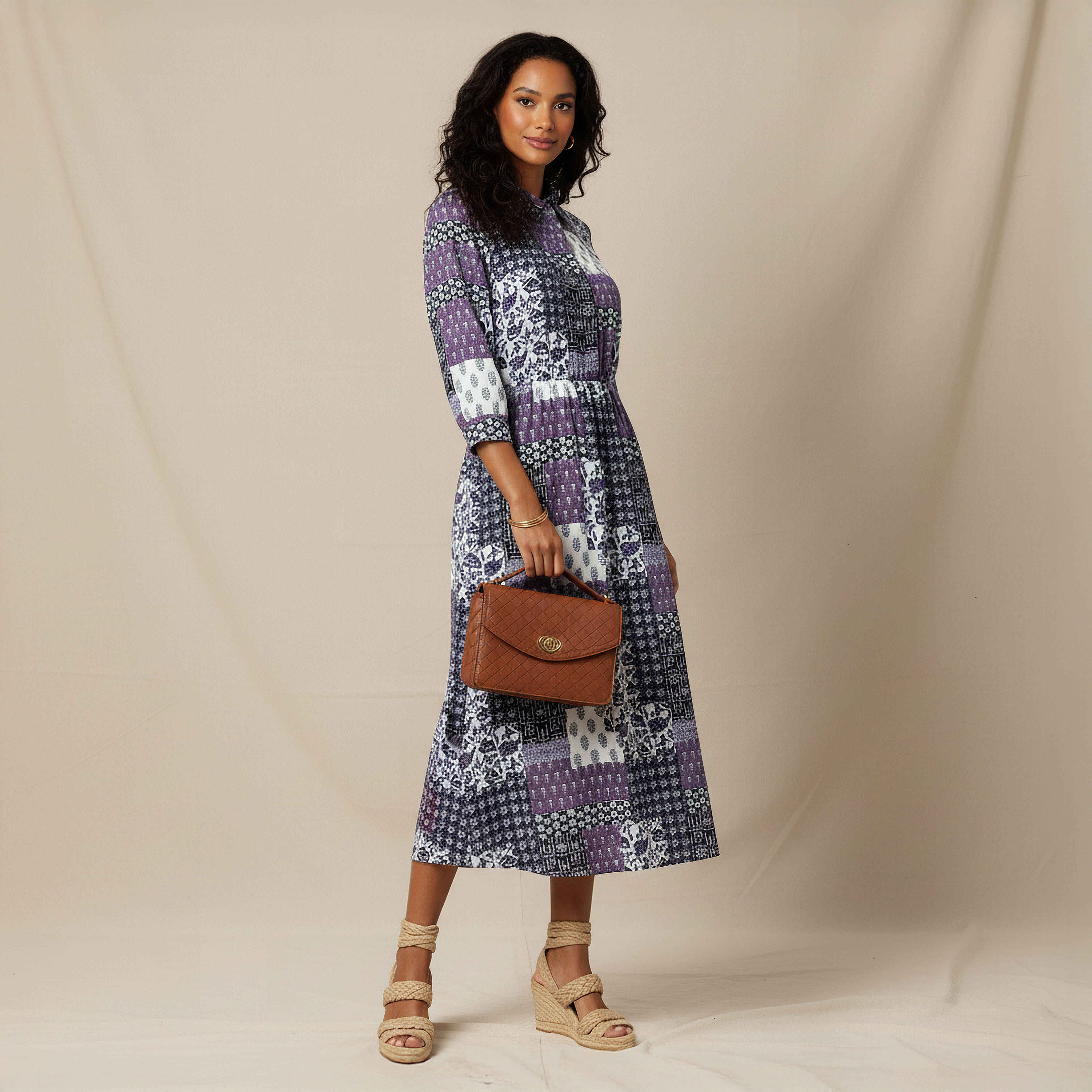 Midi Shirt Dress with Floral Print-women-clothing-dresses-image-2