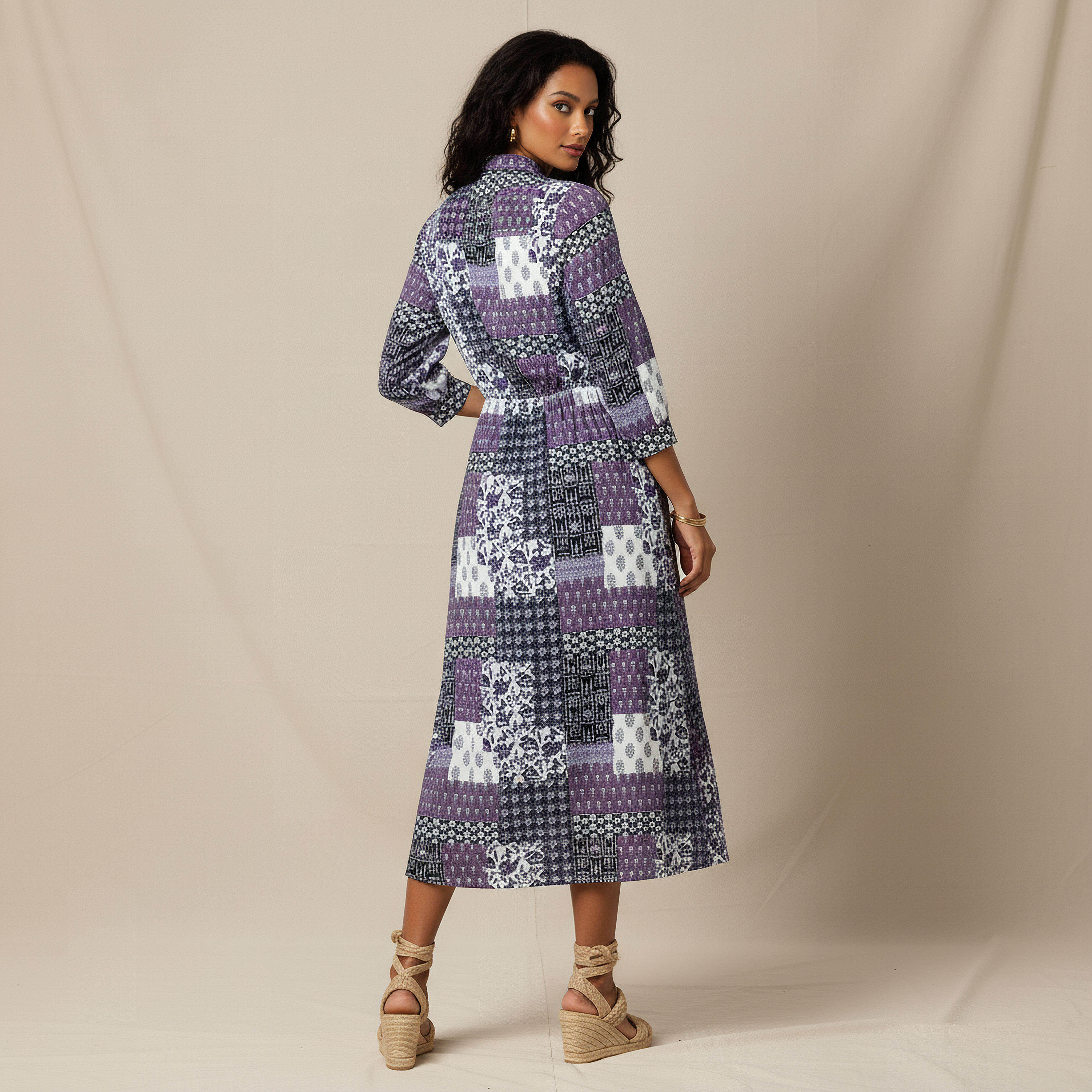 Midi Shirt Dress with Floral Print-women-clothing-dresses-image-3