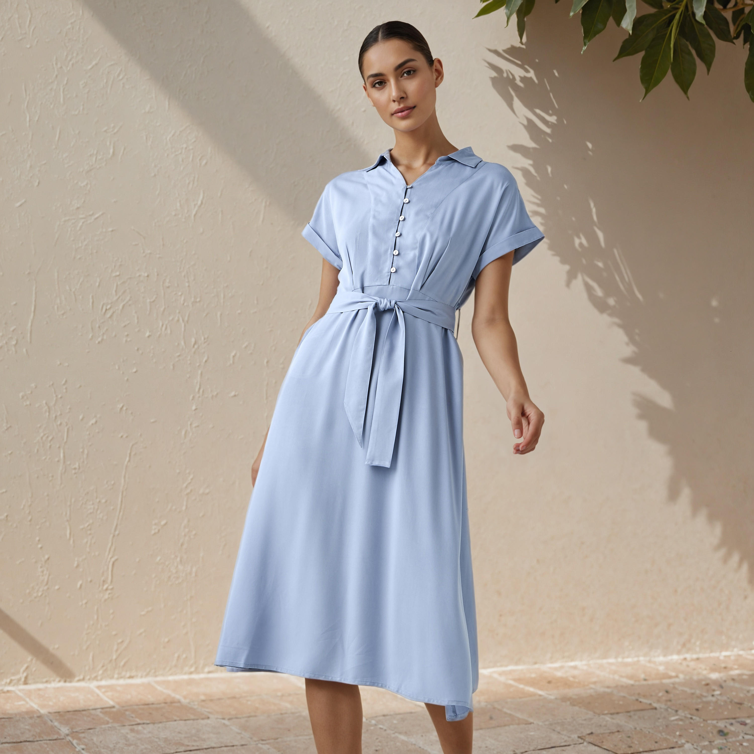 A-line Women Dress with Waist Tie-Up Rayon-women-clothing-dresses-image-1