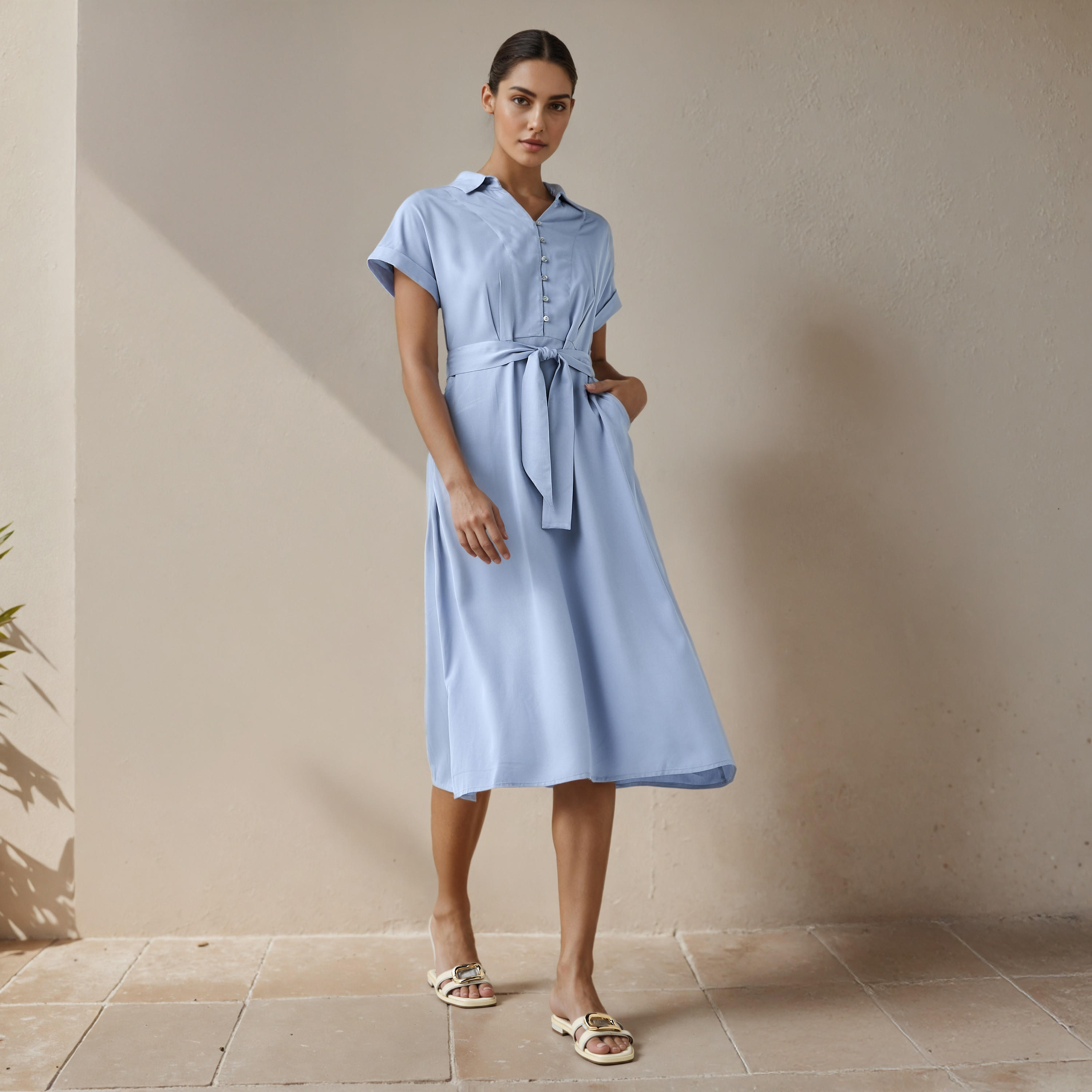 A-line Women Dress with Waist Tie-Up Rayon-women-clothing-dresses-image-2