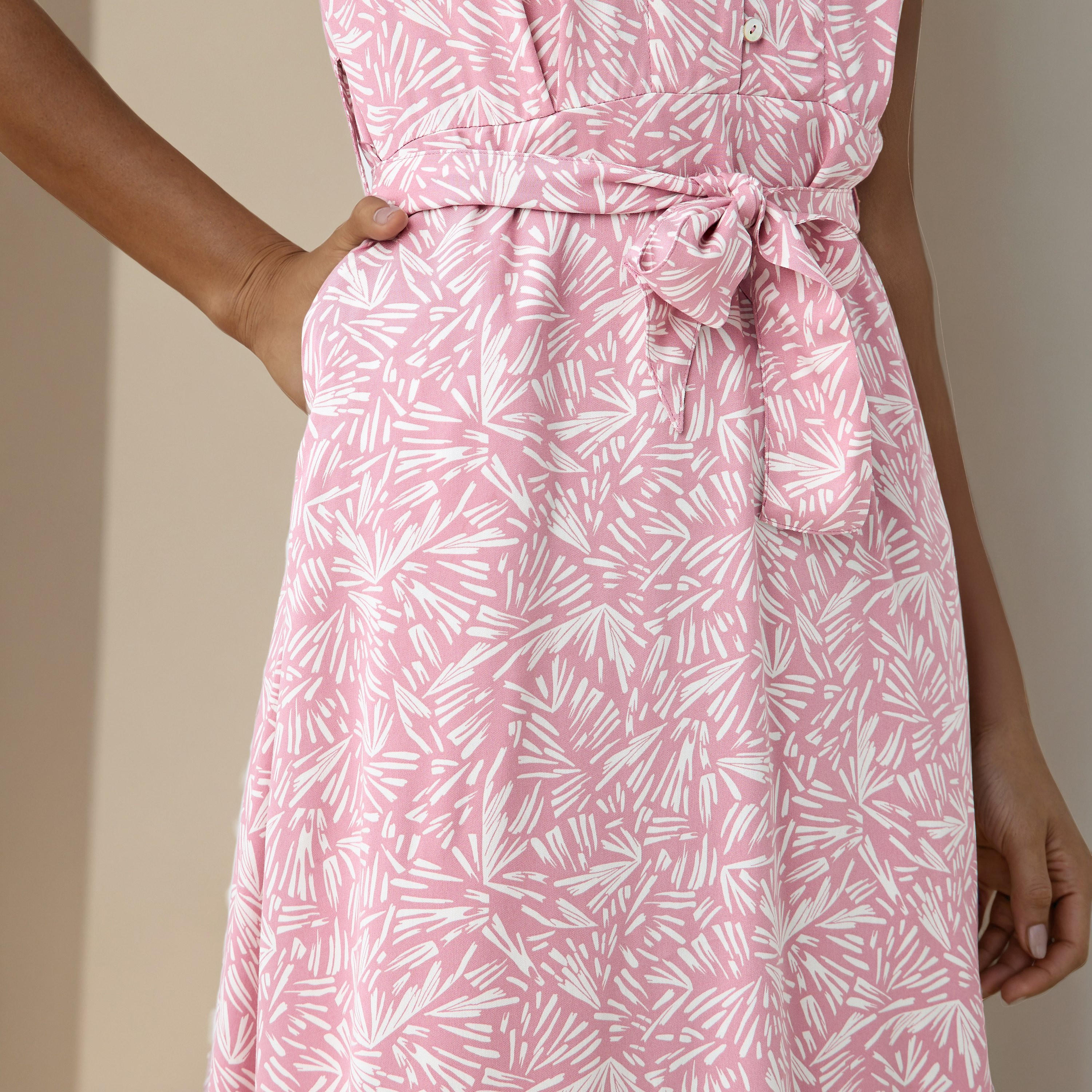 Printed A-line Women Dress with Waist Tie-Up Rayon-women-clothing-dresses-image-5