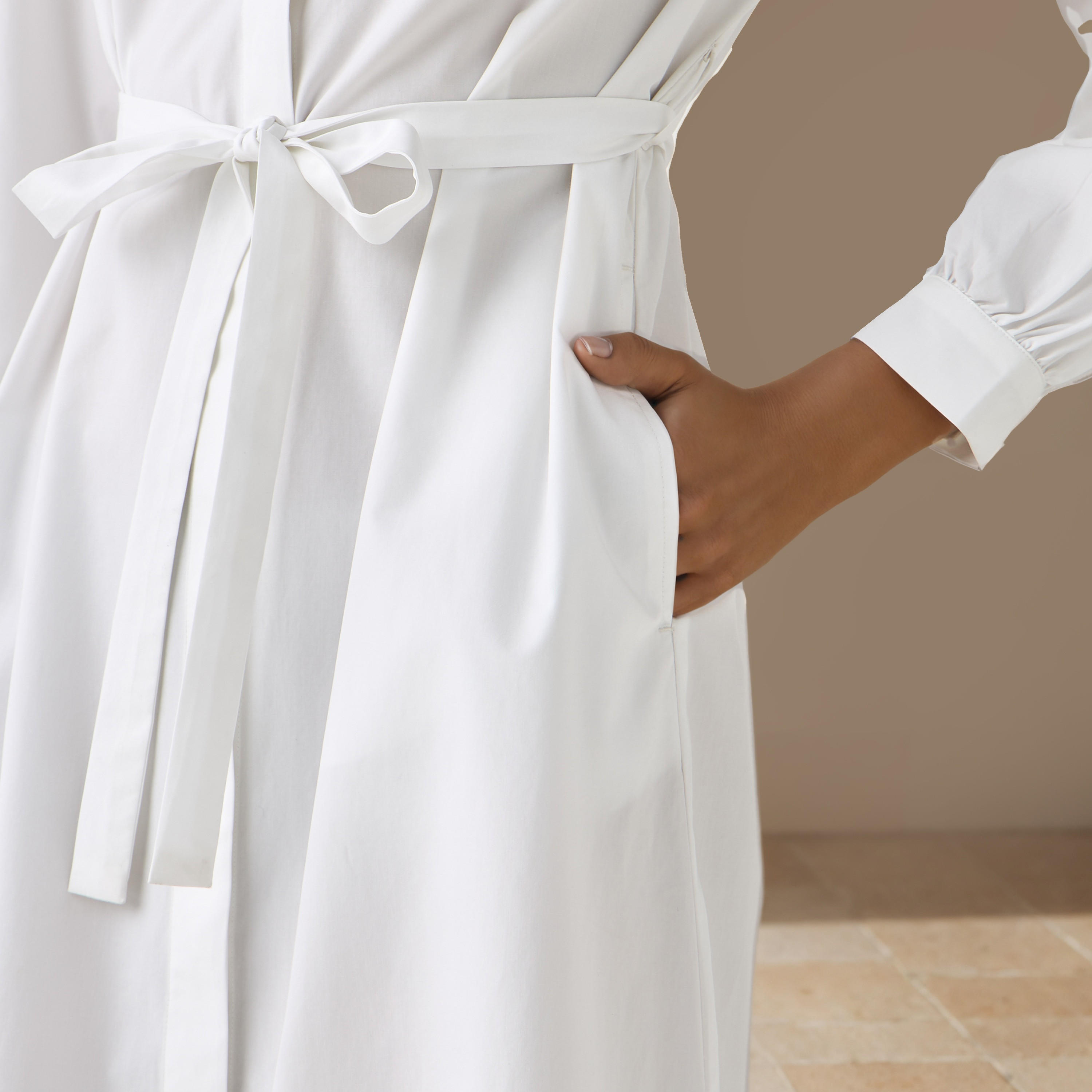 Shirt Knee-Length Dress with Waist Tie-Up-women-clothing-dresses-image-5