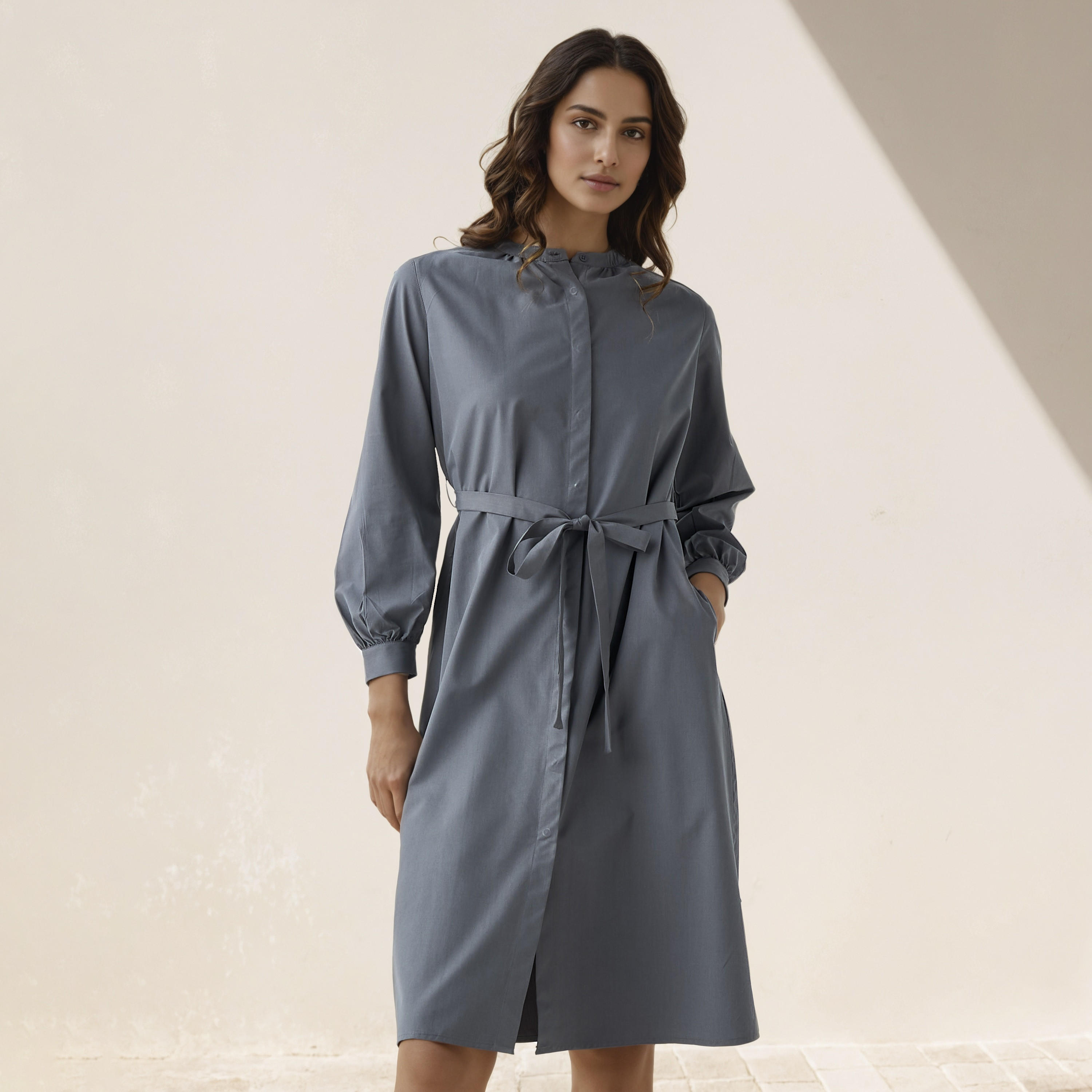 Shirt Knee-Length Dress with Waist Tie-Up-PROMO_SP_AE_2FOR149_110625-image-1