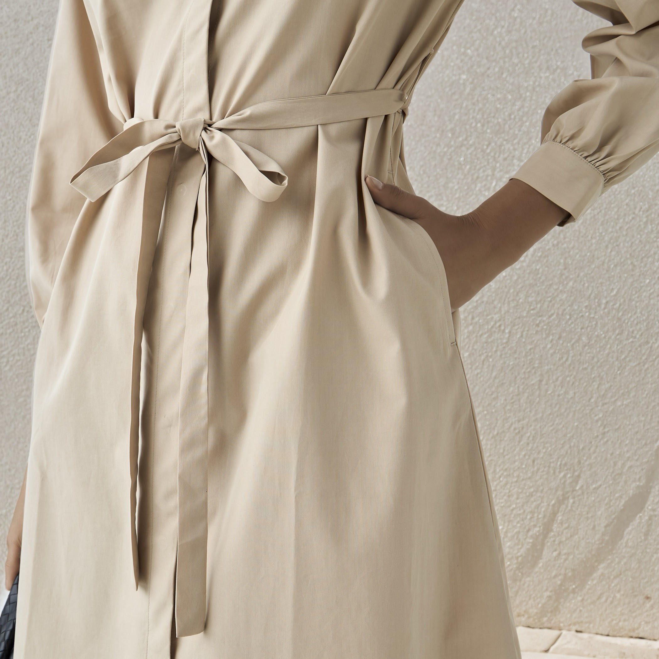 Shirt Knee-Length Dress with Waist Tie-Up-women-clothing-dresses-image-5