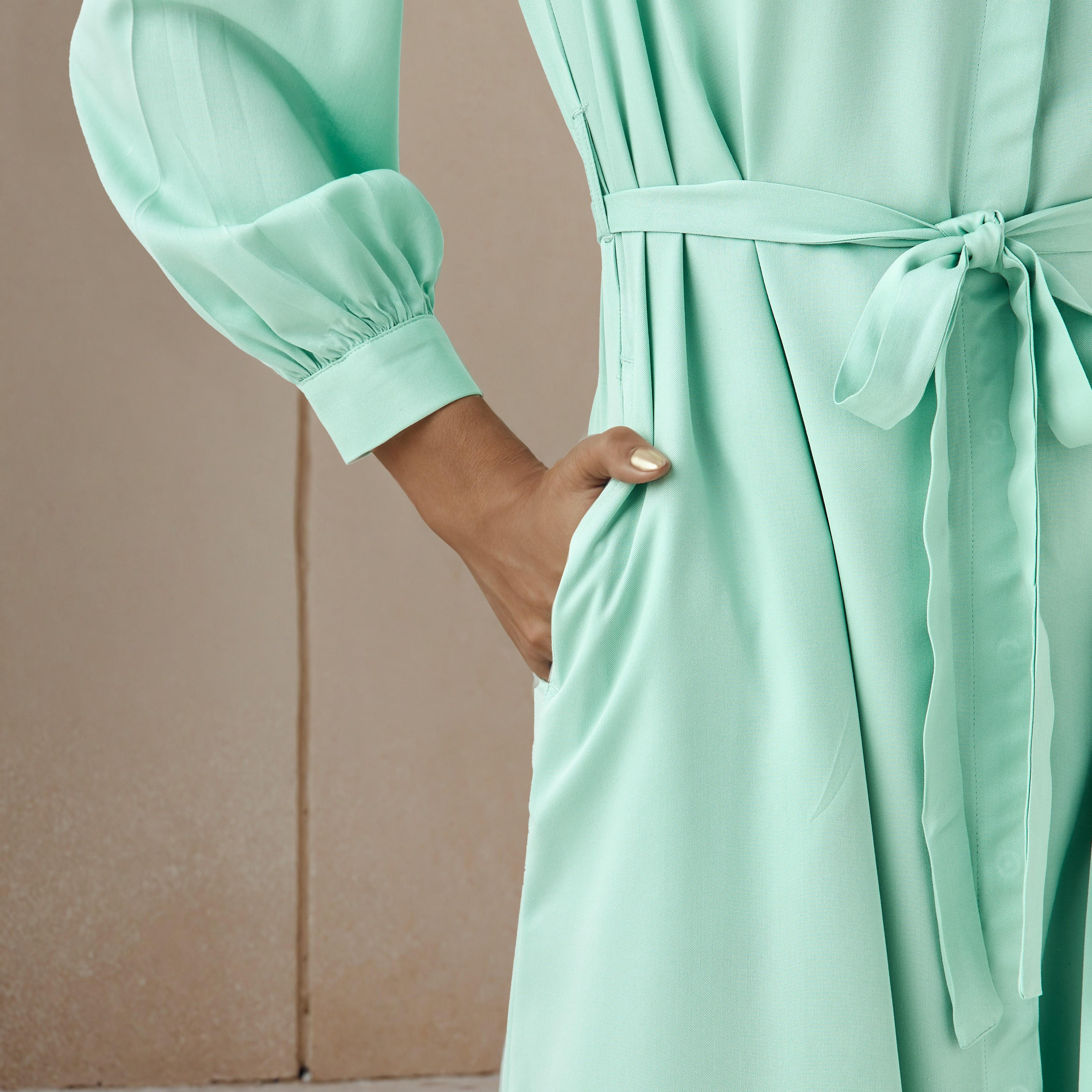 Shirt Midi Rayon Dress with Mandarin Collar-women-clothing-dresses-image-5