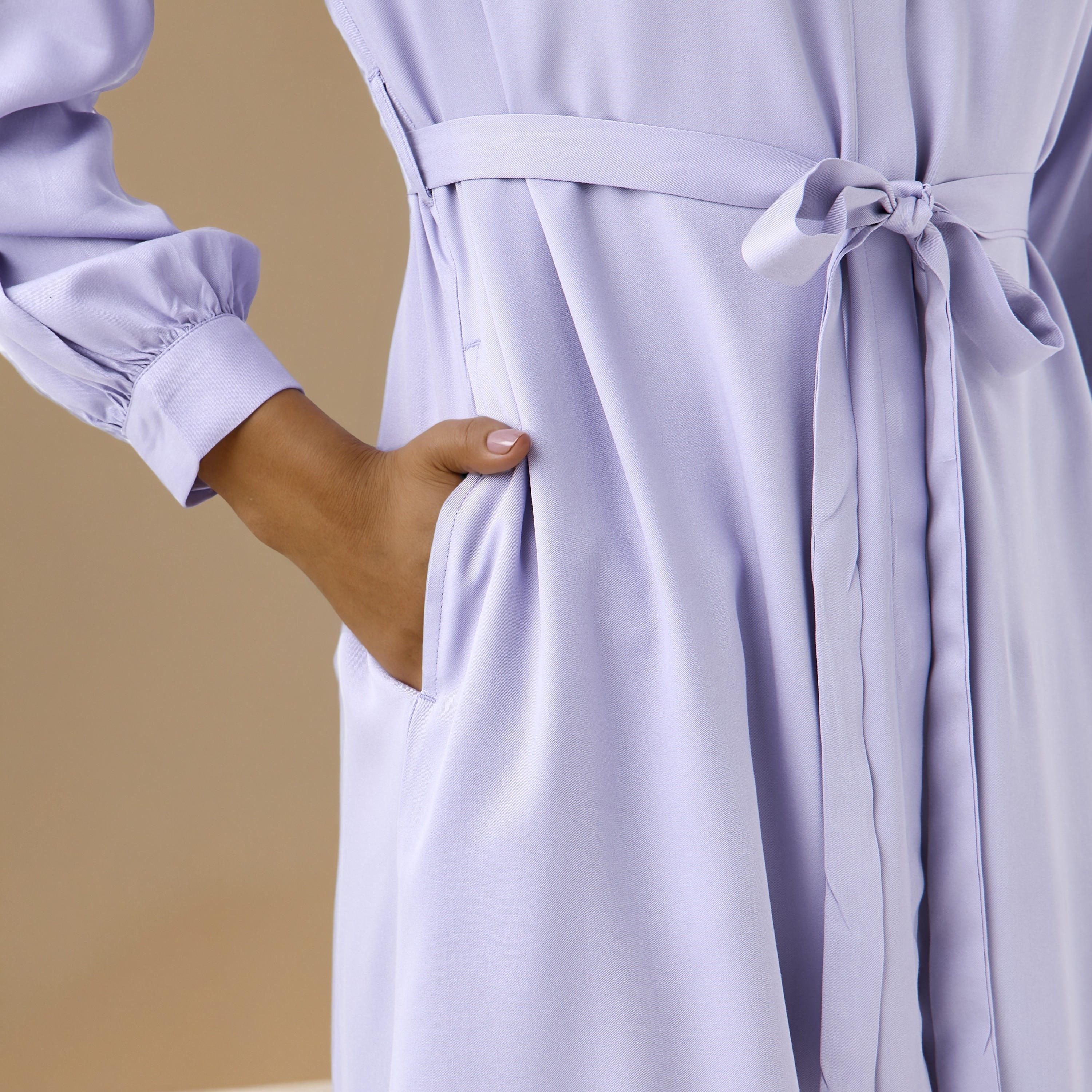 Shirt Midi Rayon Dress with Mandarin Collar-PROMO_SP_AE_2FOR149_110625-image-5