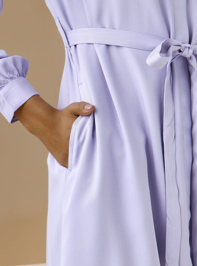 Shirt Midi Rayon Dress with Mandarin Collar-PROMO_SP_AE_2FOR149_110625-image-5