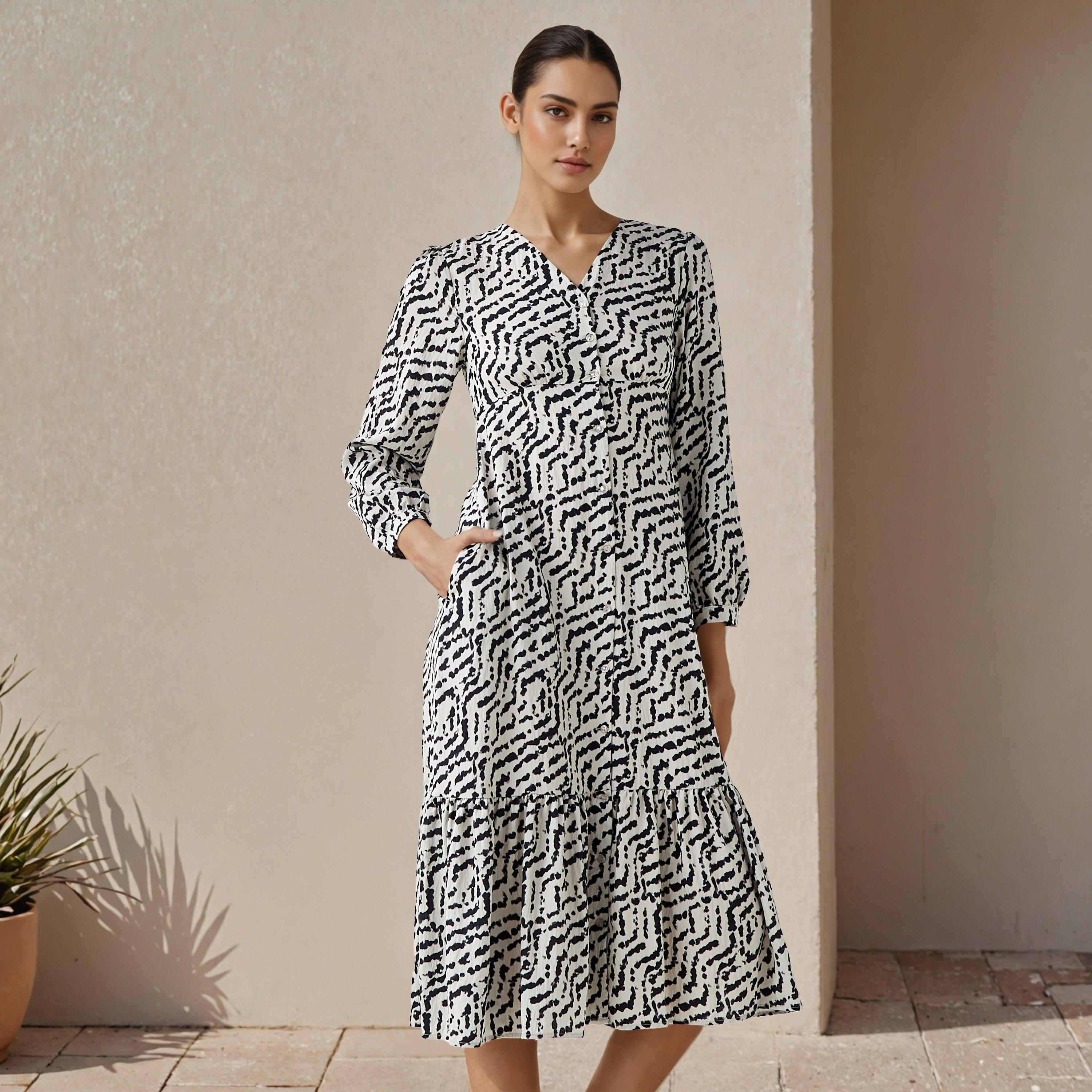 Abstract Print A-line Women Dress with Pockets-PROMO_SP_AE_2FOR149_110625-image-1