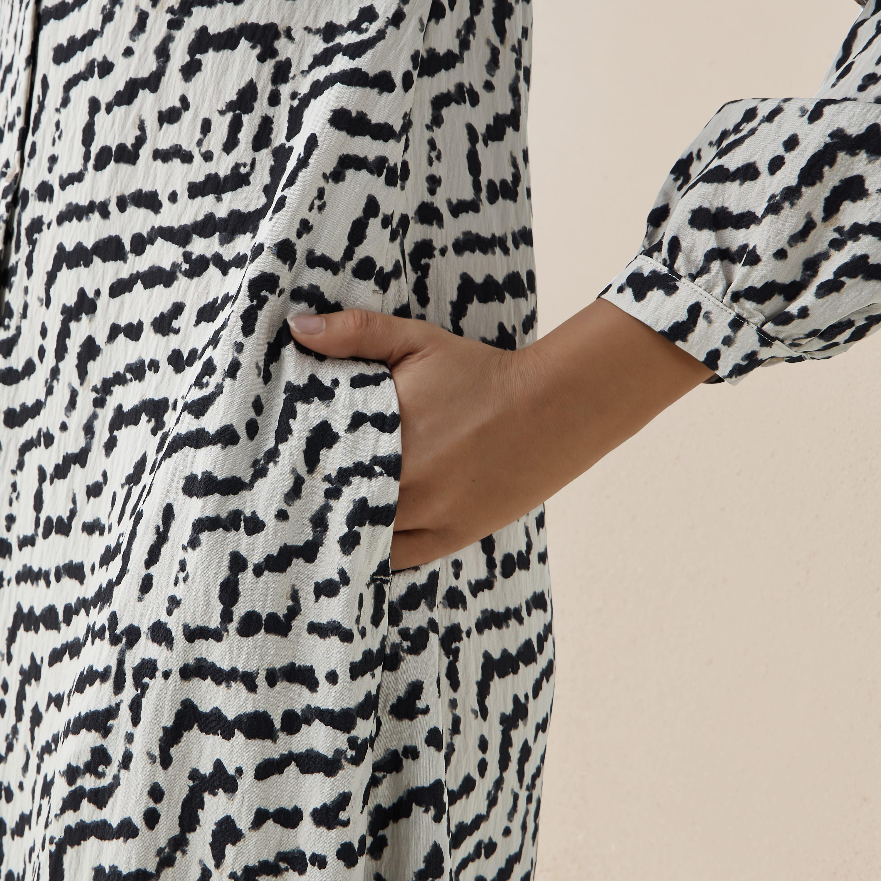 Abstract Print A-line Women Dress with Pockets-women-clothing-dresses-image-5