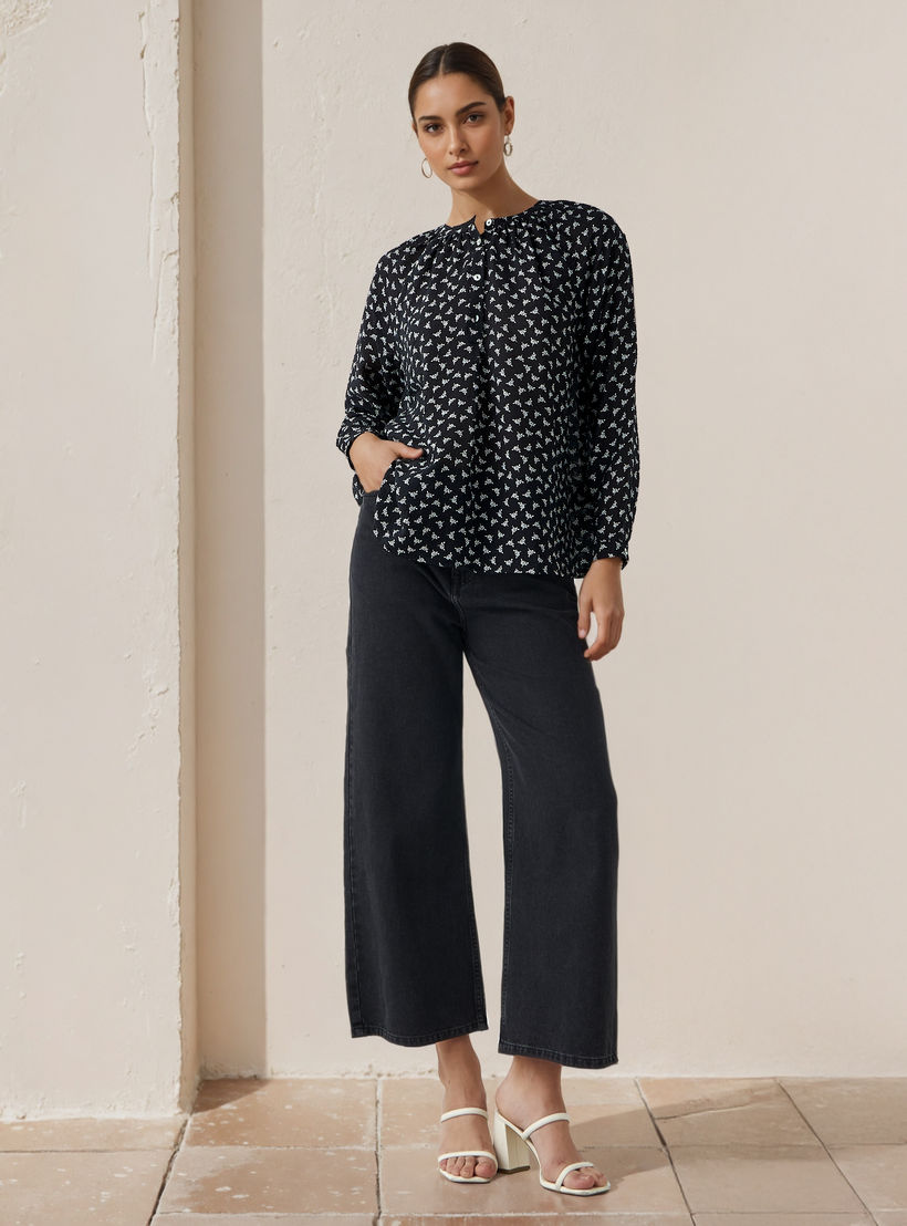 Mandarin Collar Top with Print-women-clothing-shirtsandblouses-blouses-image-2