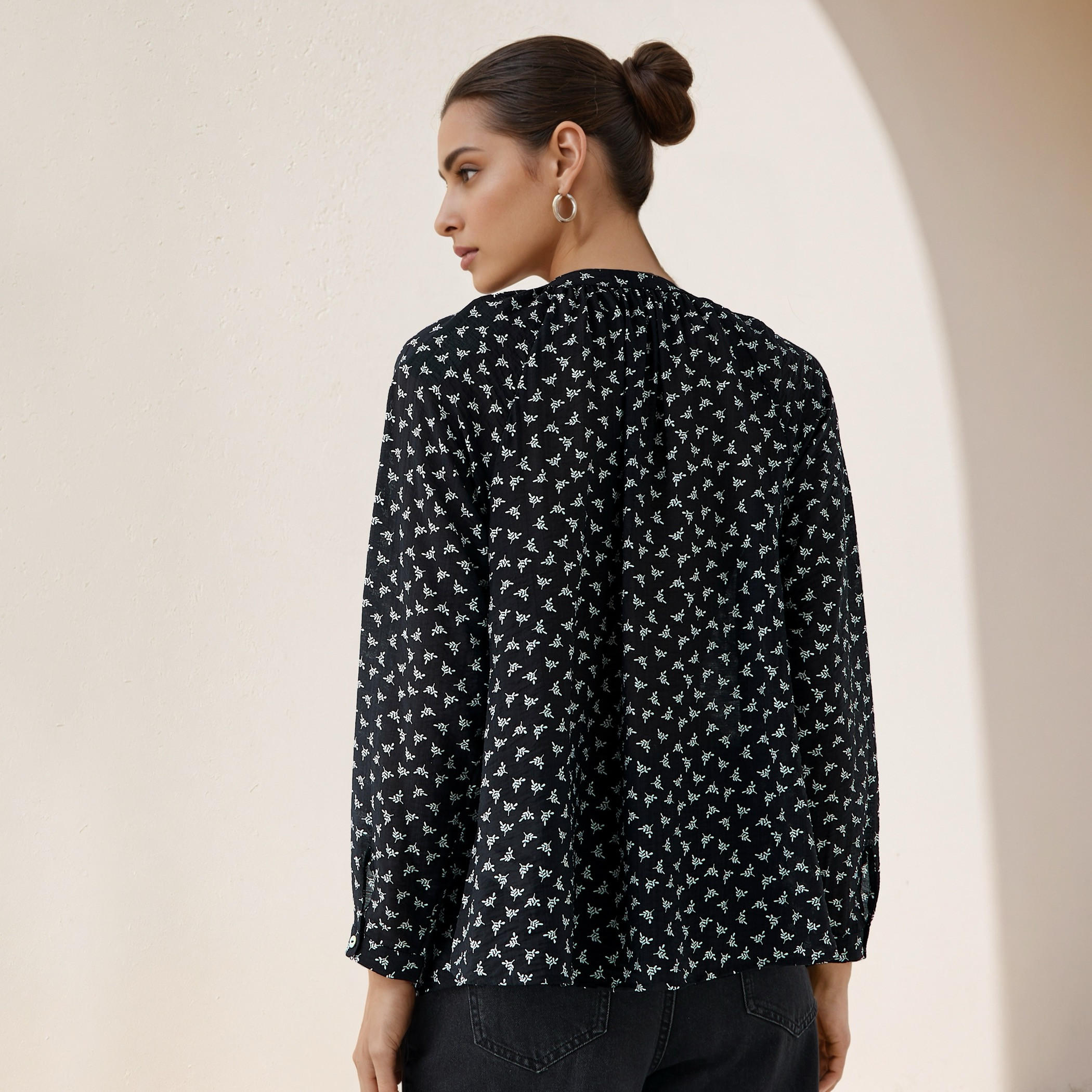 Mandarin Collar Top with Print-women-clothing-shirtsandblouses-blouses-image-3