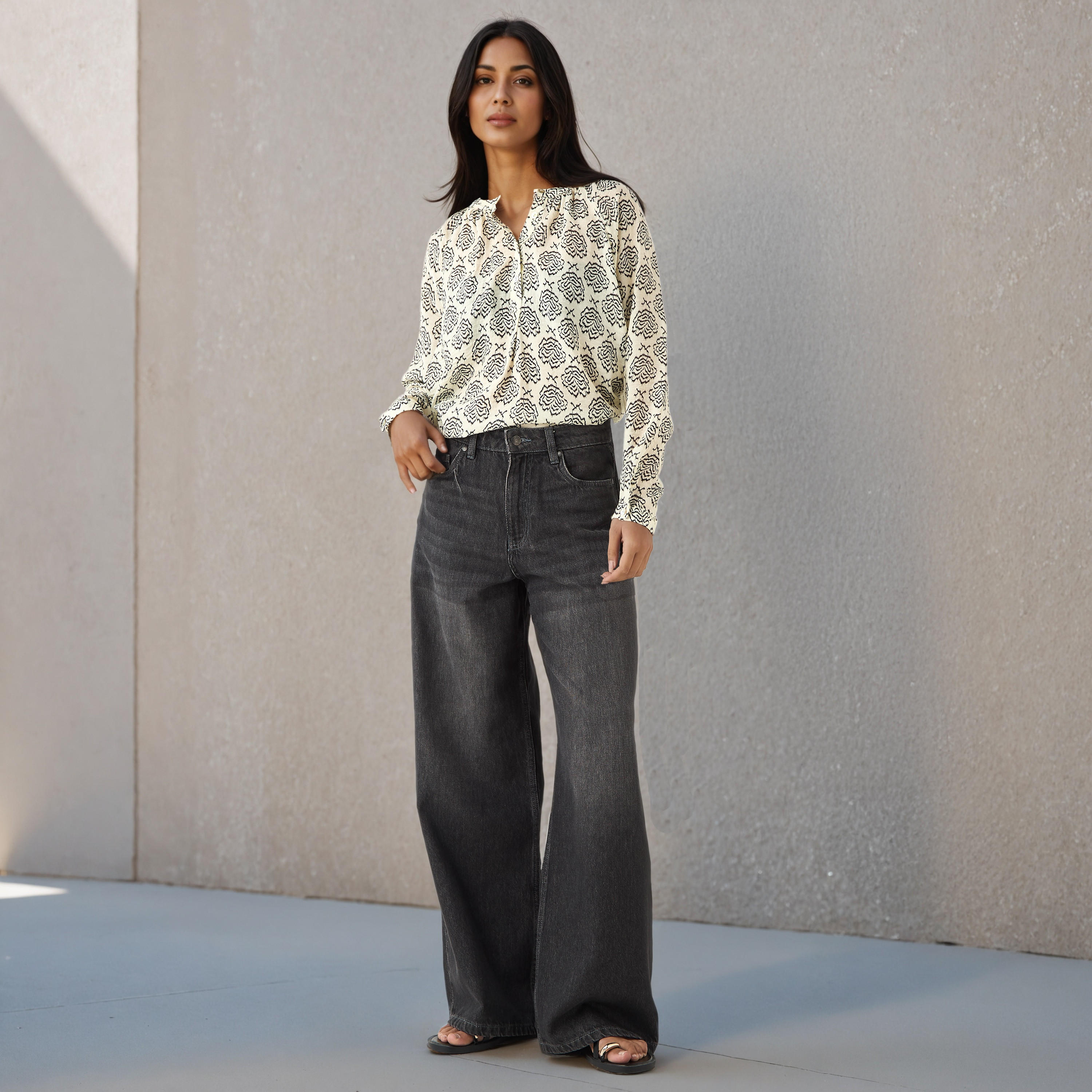 Mandarin Collar Top with Print-women-clothing-shirtsandblouses-blouses-image-2