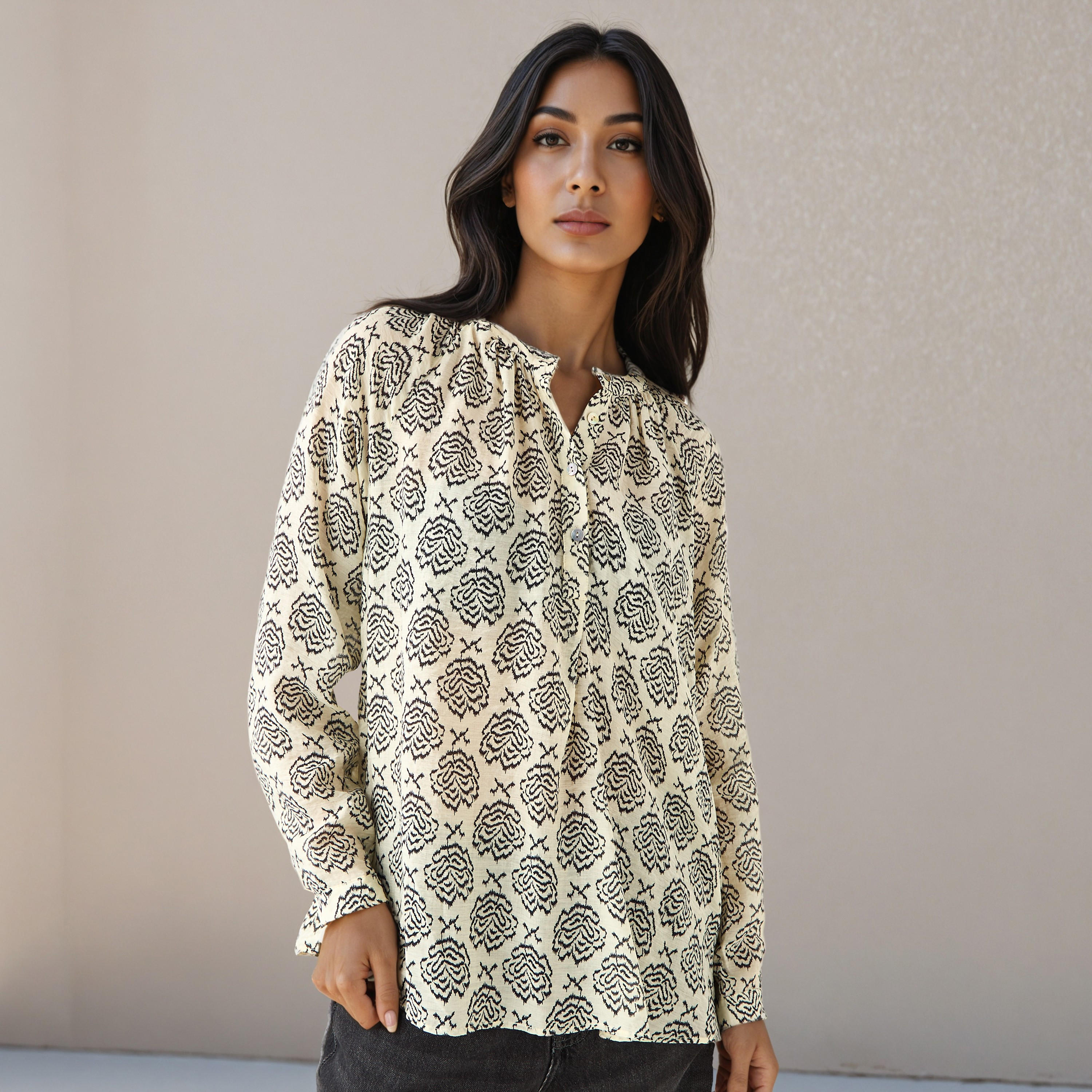 Mandarin Collar Top with Print-women-clothing-shirtsandblouses-blouses-image-6