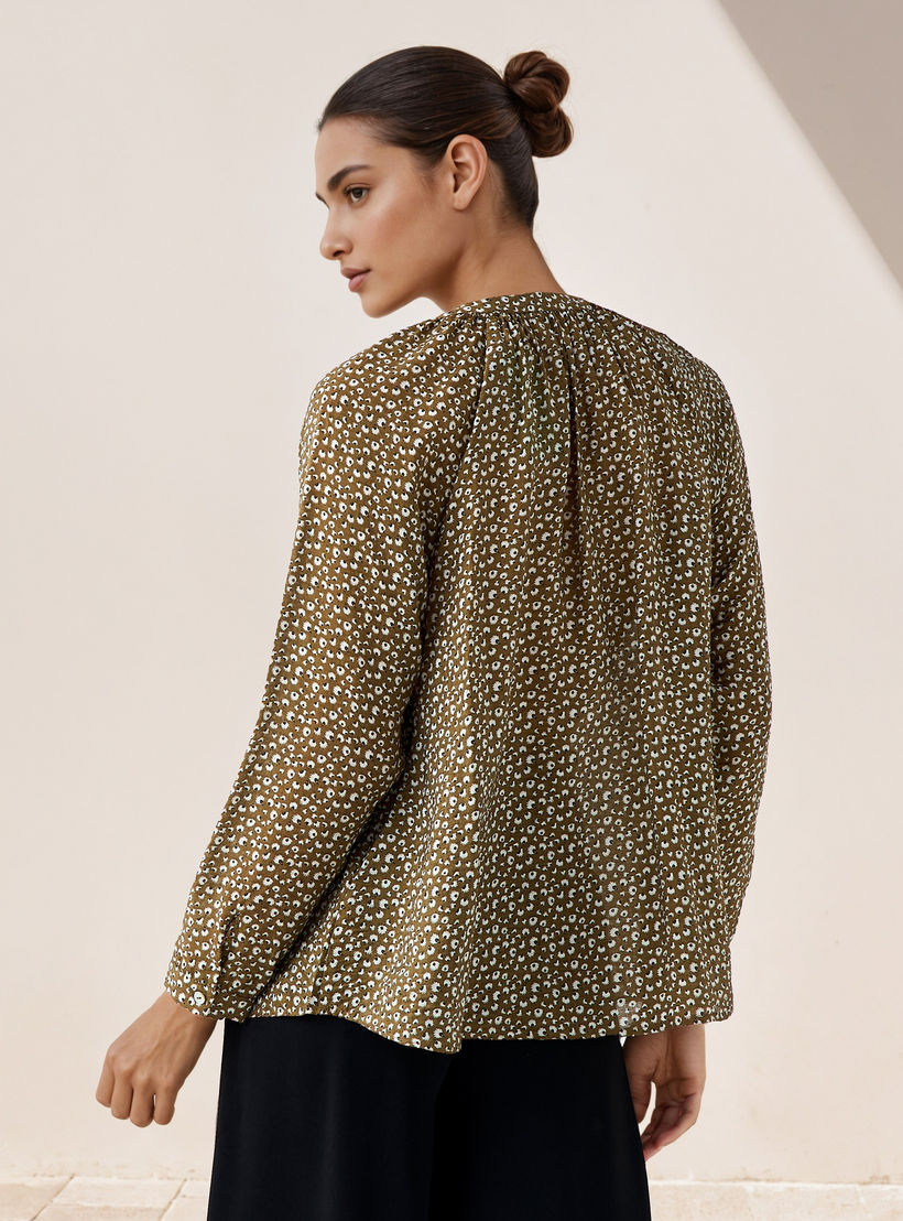 Mandarin Collar Top with Floral Print-women-clothing-shirtsandblouses-blouses-image-3