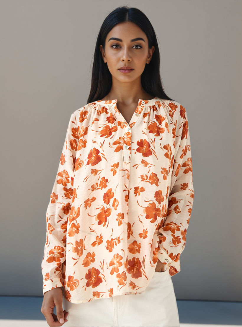 Mandarin Collar Top with Floral Print-women-clothing-shirtsandblouses-blouses-image-6