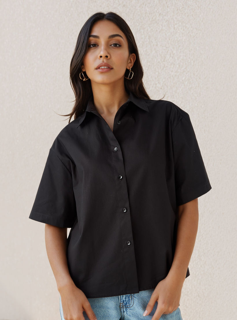 قميص قطن بياقة عادية-women-clothing-shirtsandblouses-shirts-image-1