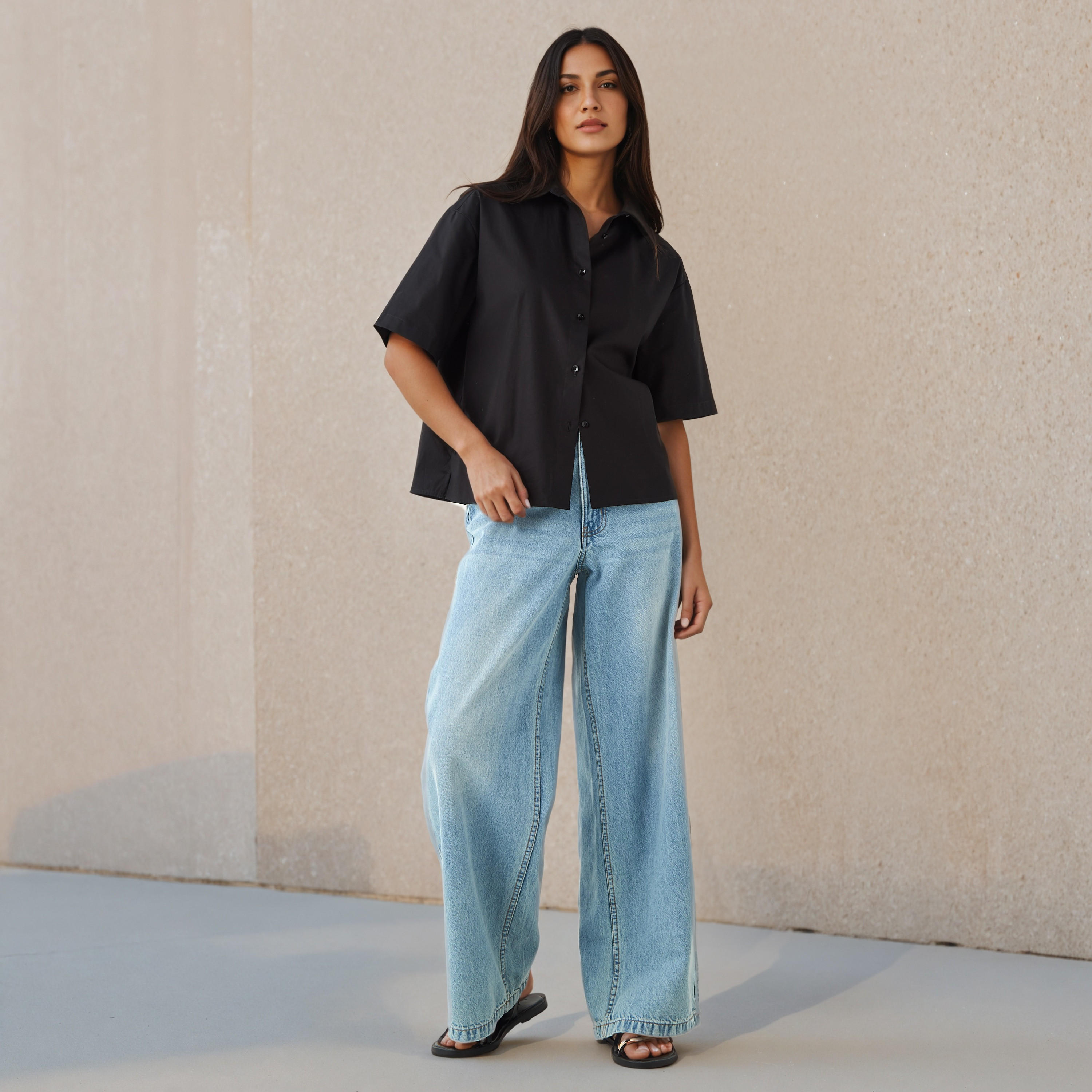 قميص قطن بياقة عادية-women-clothing-shirtsandblouses-shirts-image-2