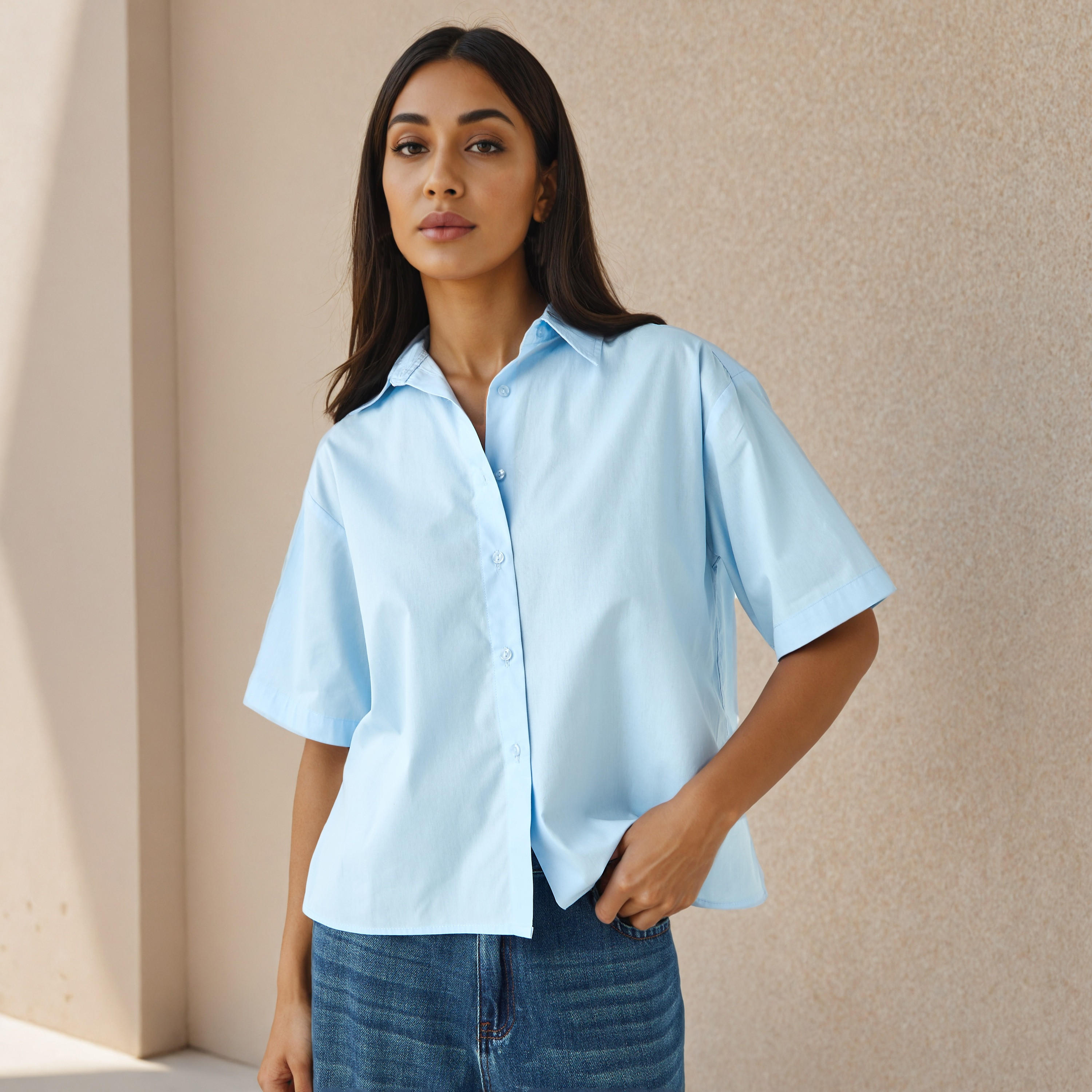 Cotton Shirt with Collar-women-clothing-shirtsandblouses-shirts-image-1