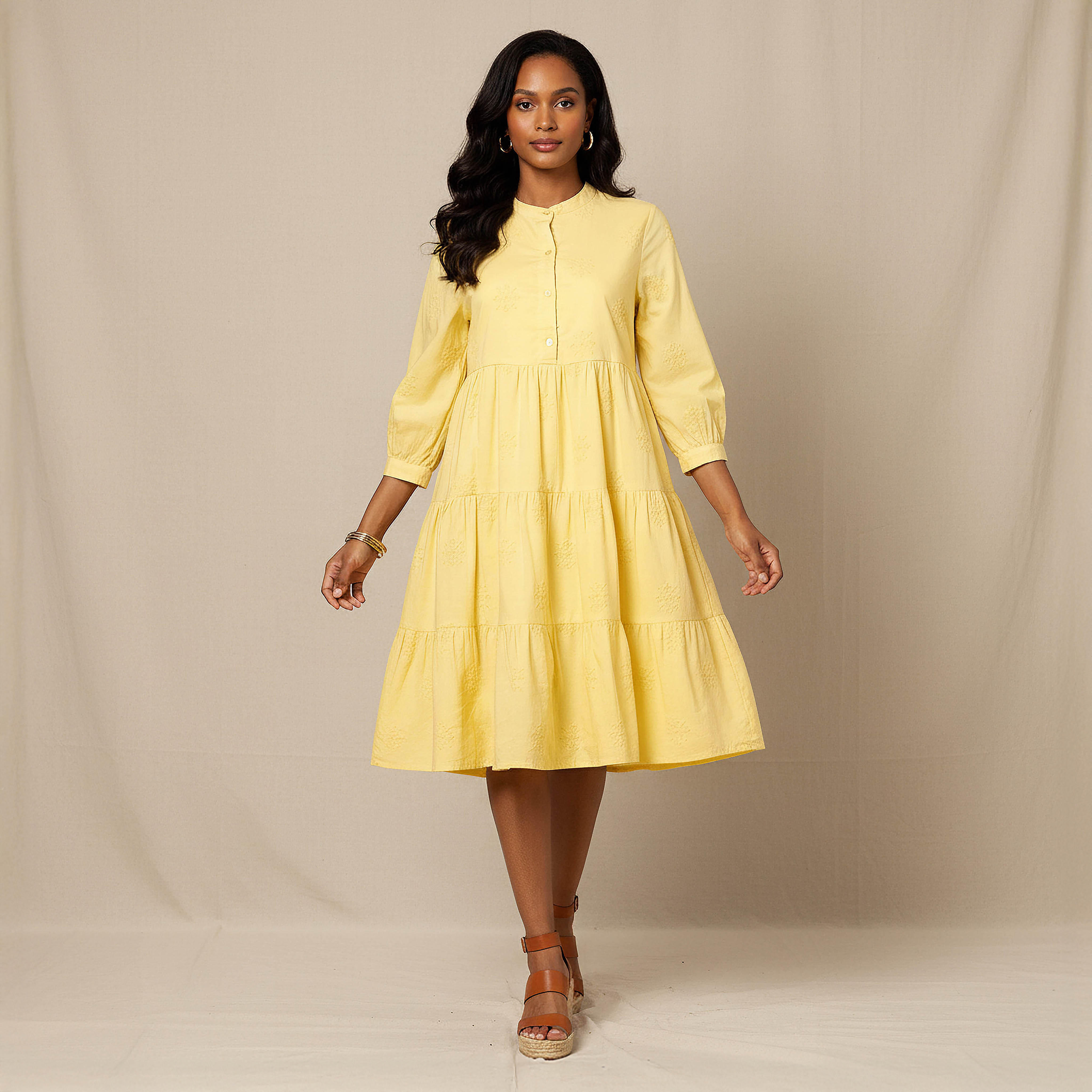 Embroidered Tiered Women Dress with Mandarin Collar Cotton-PROMO_SP_AE_2FOR149_110625-image-1