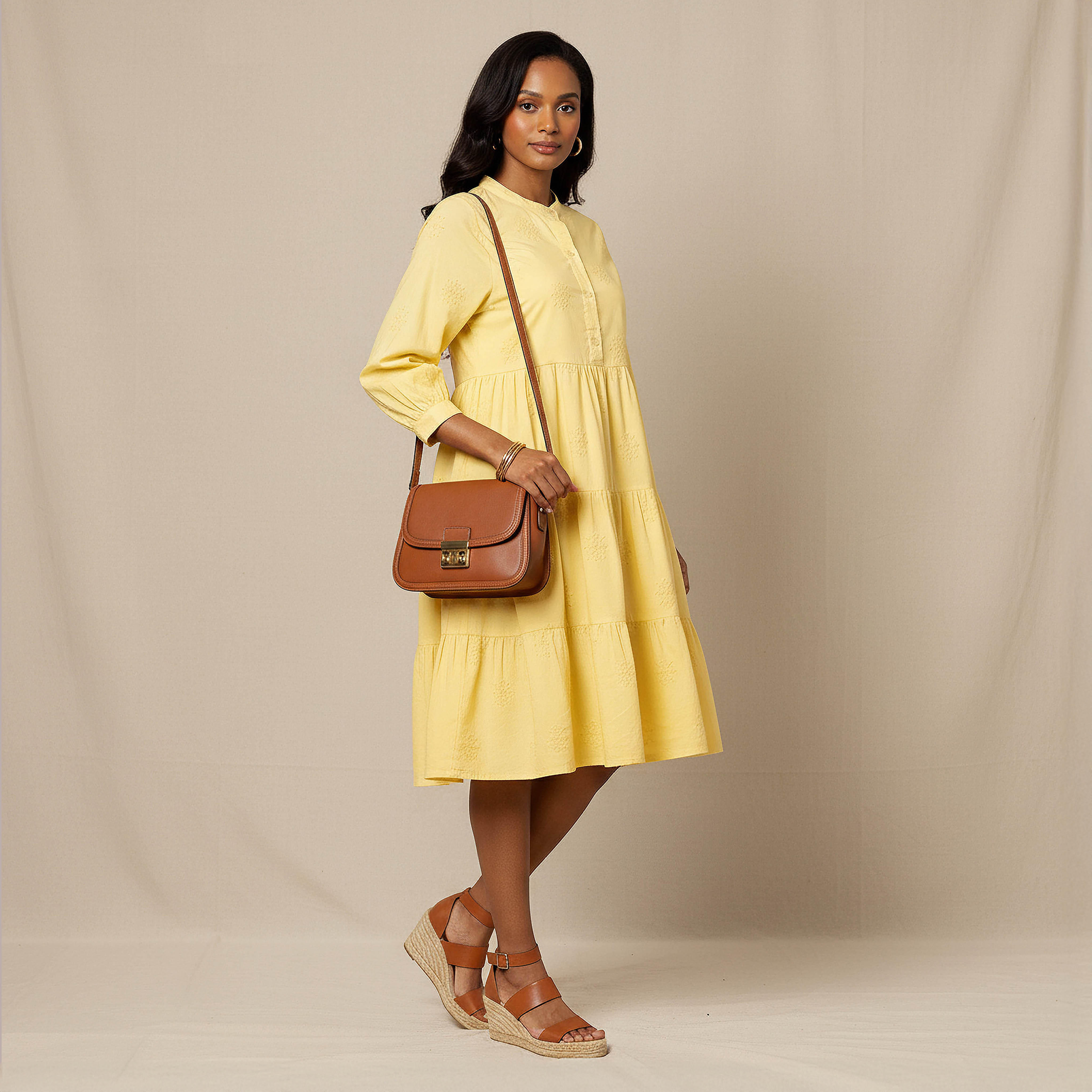 Embroidered Tiered Women Dress with Mandarin Collar Cotton-PROMO_SP_AE_2FOR149_110625-image-2