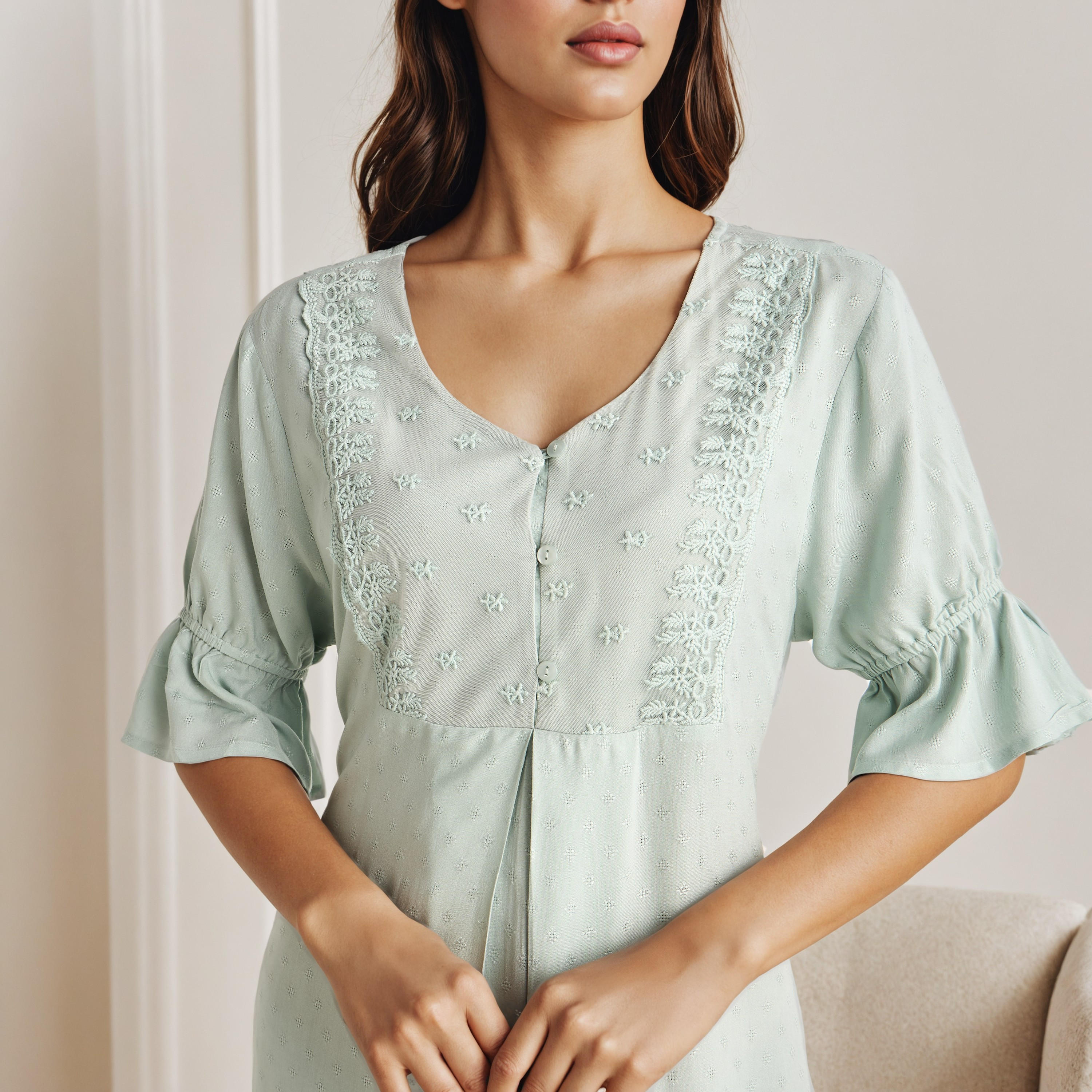 Nighty Maxi Length Viscose with Embroidery-women-clothing-nightwear-nighties-image-3