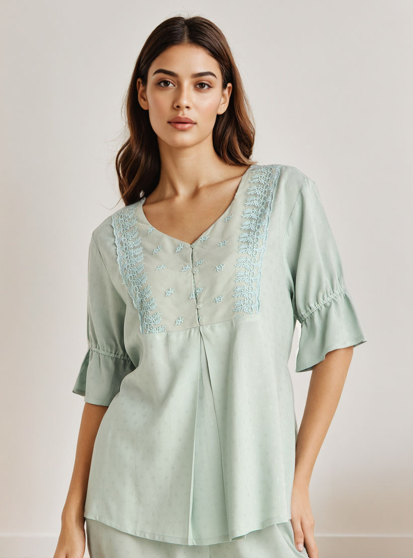 طقم بيجاما فيسكوز قميص وبنطلون-women-clothing-nightwear-pyjamas-longsets-image-2