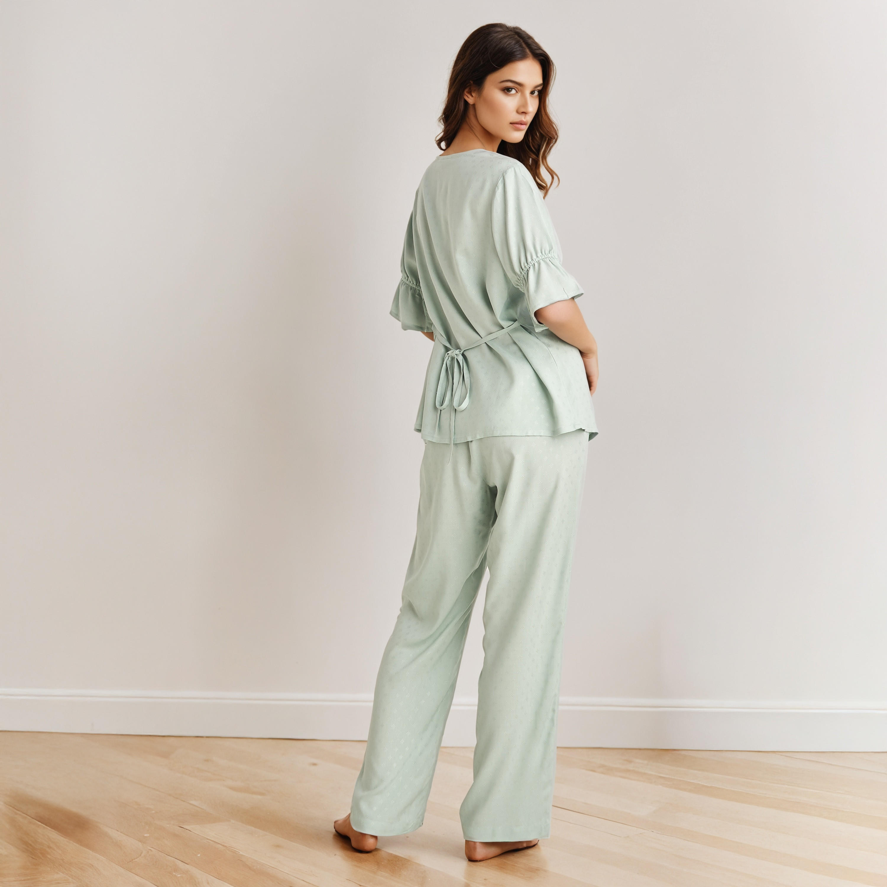 Pyjama Set Button Down Shirt & Trousers Viscose-women-clothing-nightwear-pyjamas-longsets-image-3