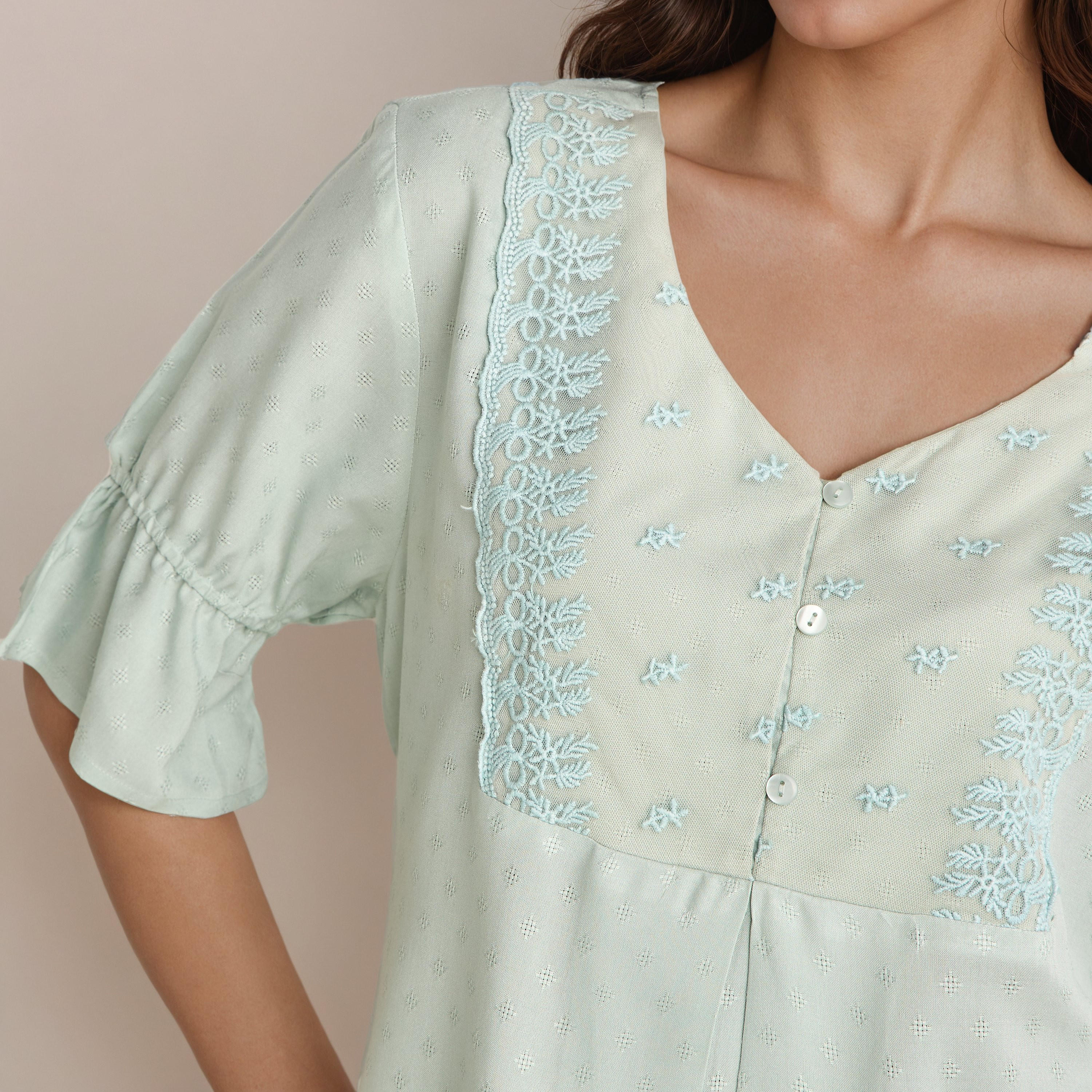 طقم بيجاما فيسكوز قميص وبنطلون-women-clothing-nightwear-pyjamas-longsets-image-6