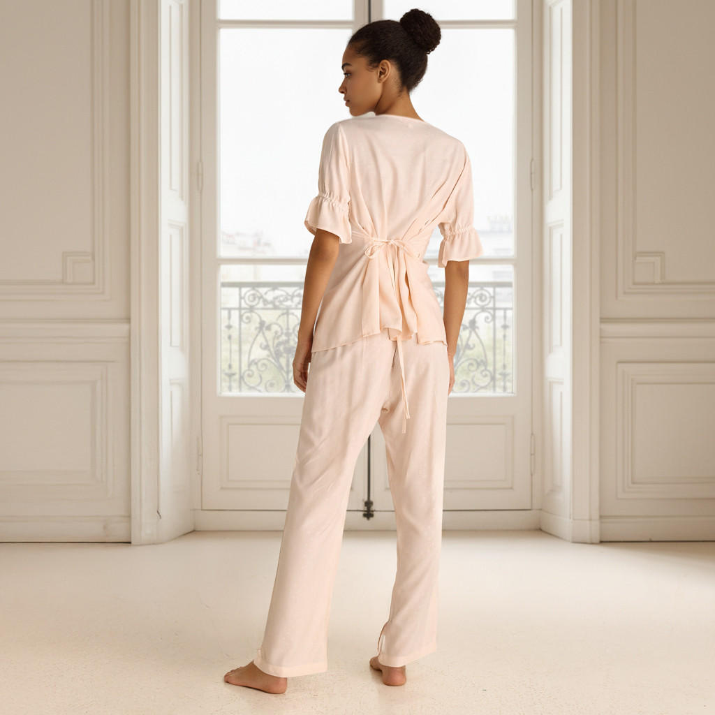 Pyjama Set Button Down Shirt & Trousers Viscose-women-clothing-nightwear-pyjamas-longsets-image-3