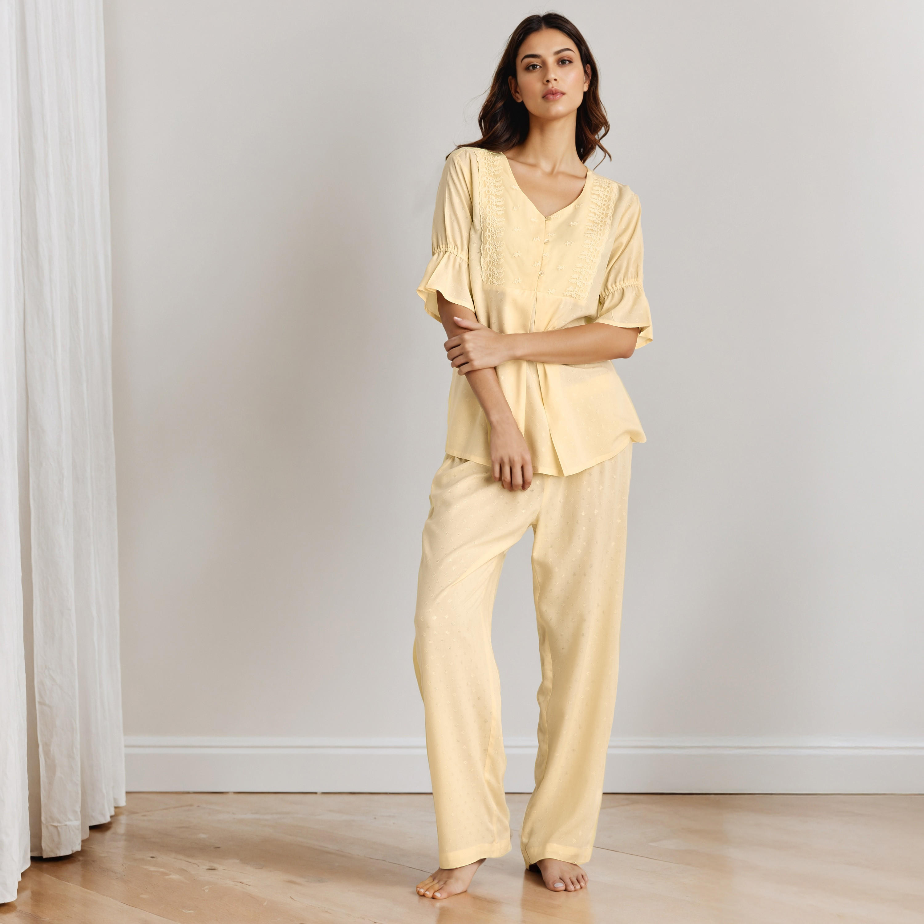 Pyjama Set Button Down Shirt & Trousers Viscose-women-clothing-nightwear-pyjamas-longsets-image-7