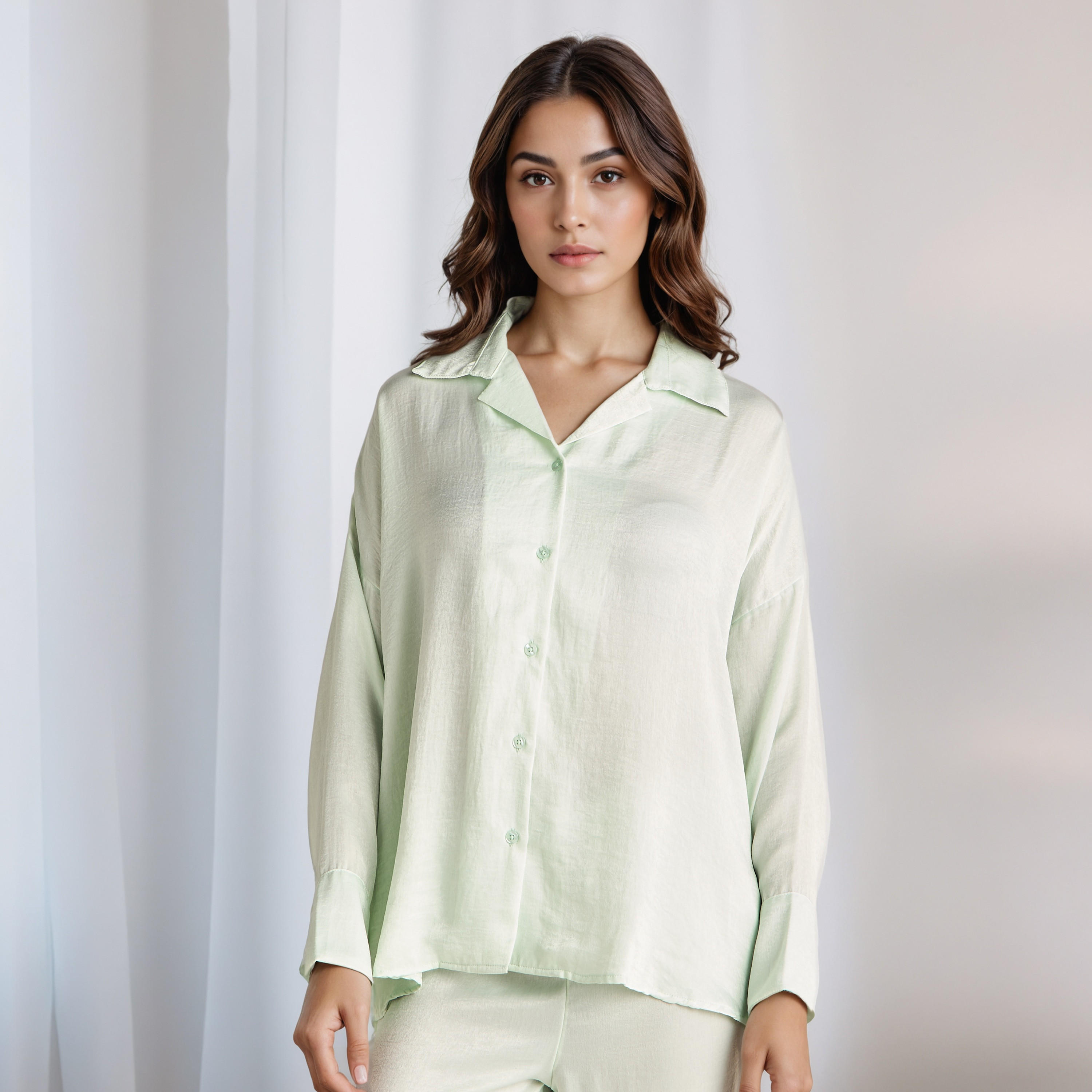 Pyjama Set Collared Shirt & Trousers Polyester-women-clothing-nightwear-pyjamas-longsets-image-2