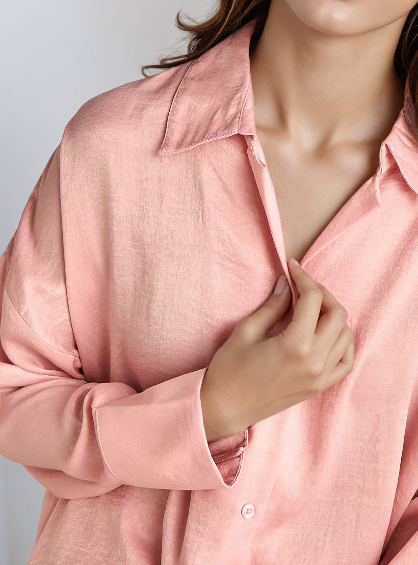 Pyjama Set Collared Shirt & Trousers Polyester-women-clothing-nightwear-pyjamas-longsets-image-3