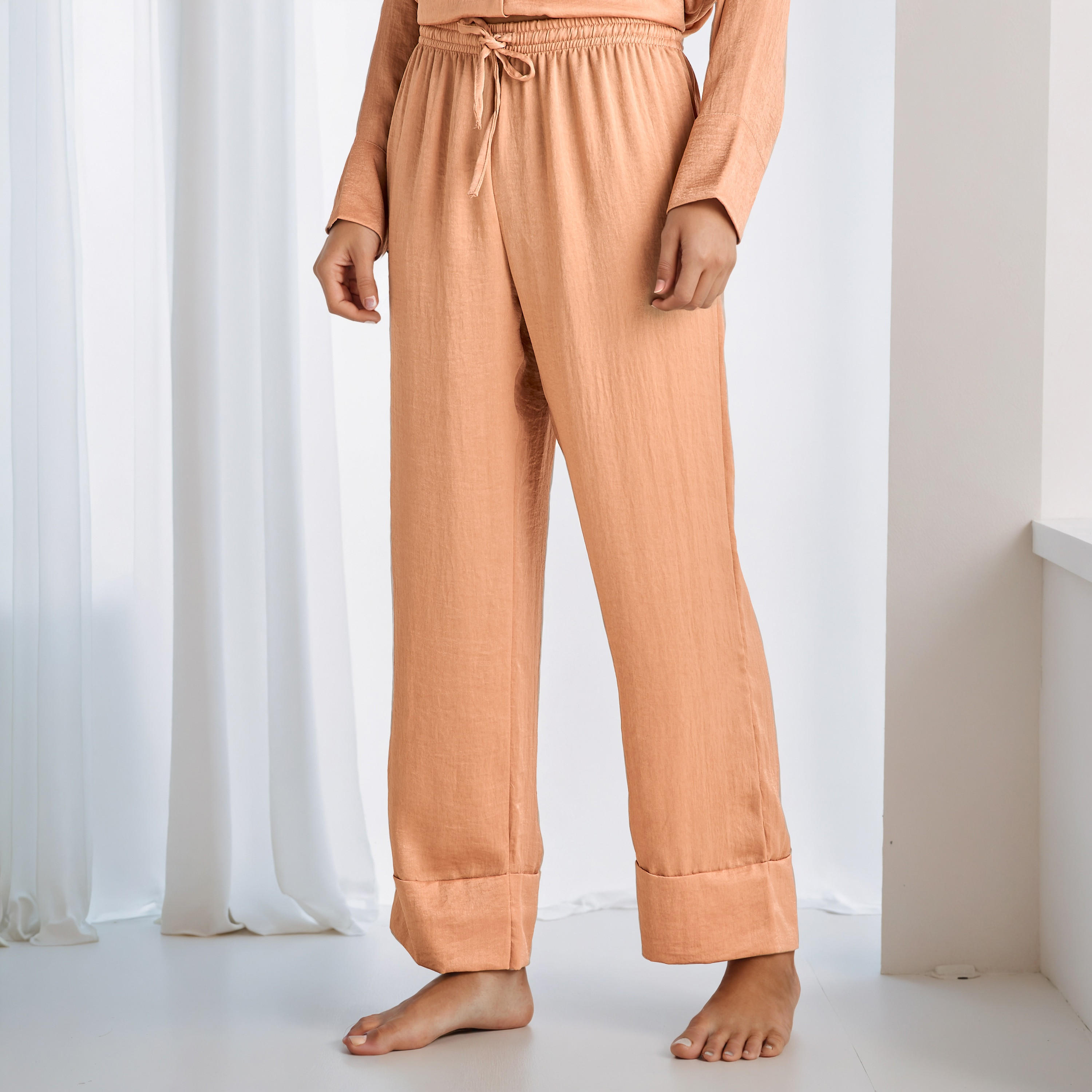Pyjama Set Collared Shirt & Trousers Polyester-women-clothing-nightwear-pyjamas-longsets-image-4