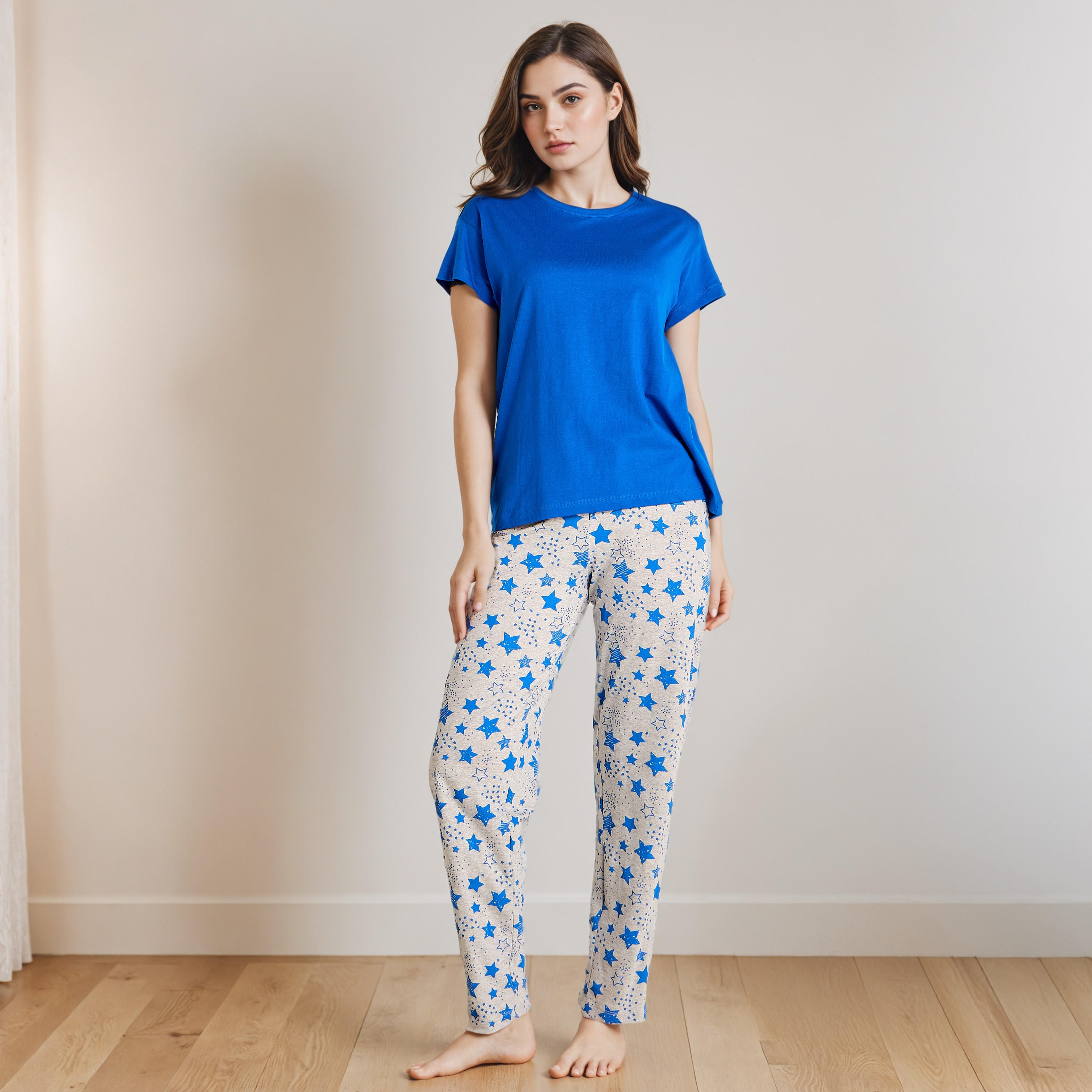 Pyjama Set T-shirt & Trousers Cotton-women-clothing-nightwear-pyjamas-longsets-image-1